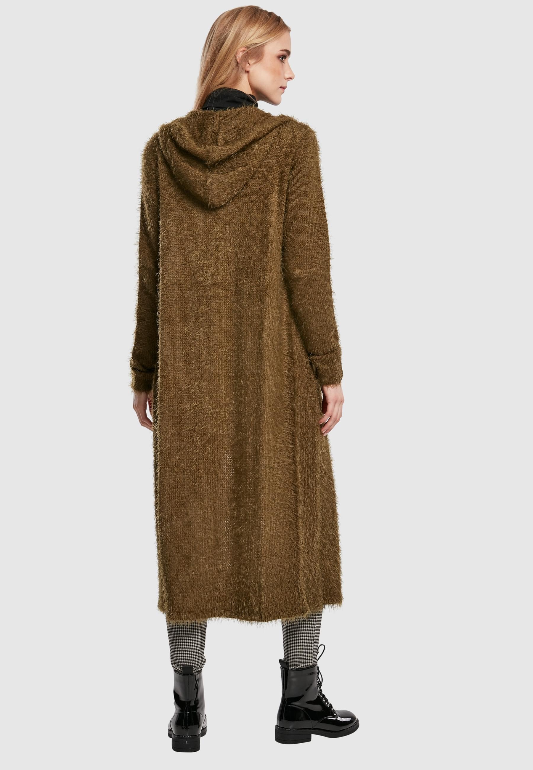 URBAN CLASSICS Strickjacke »Urban Classics Damen Ladies Hooded Feather Cardigan«