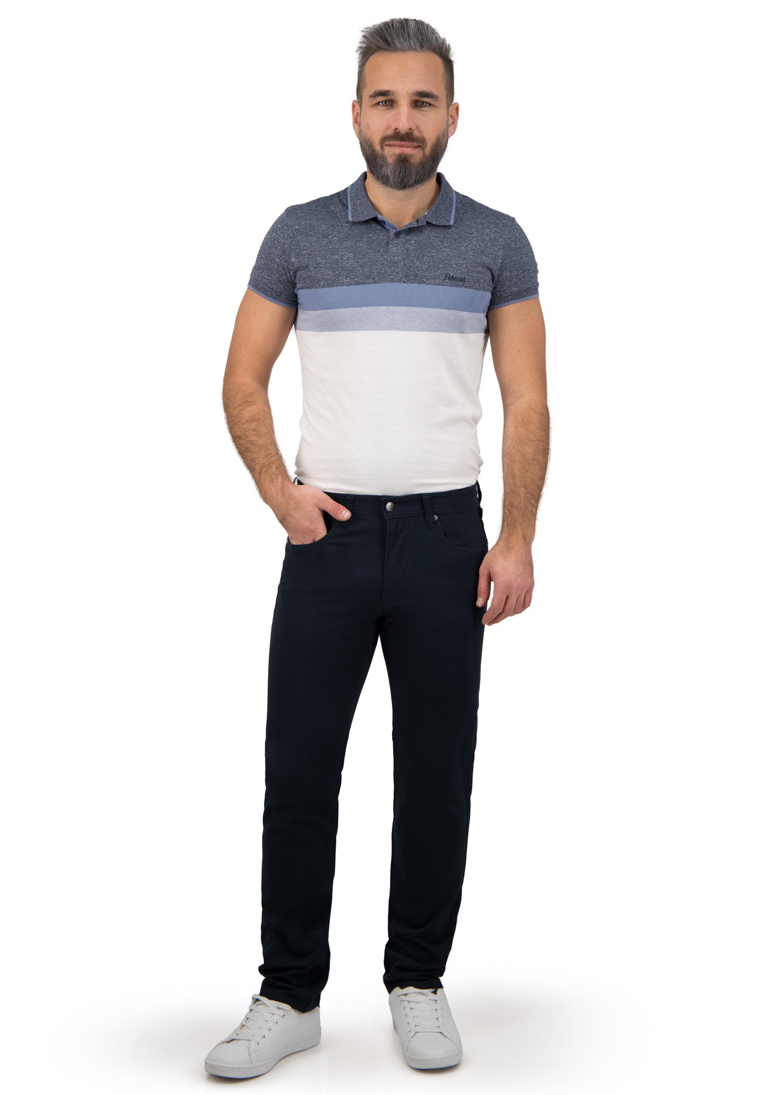Stoffhose BRÜHL "York", Herren, Gr. 54, EURO-Größen, blau (dunkelblau), 97% Baumwolle, 3% Elasthan, unifarben, lang, Hosen Stoffhose, in ALL-IN-ONE-Qualität 3