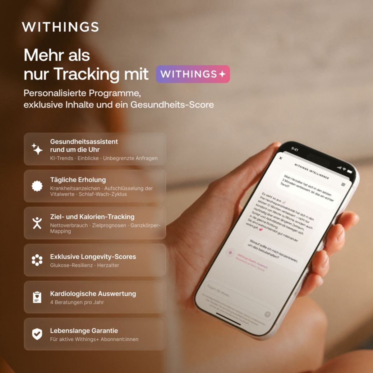 Withings Körper-Analyse-Waage »Withings BodyScan2: Ganzkörperanalyse für Herz & Stoffwechsel« 6-Kanal-EKG • Vorhofflimmern-Erkennung • SpO₂ • Nervengesundheit