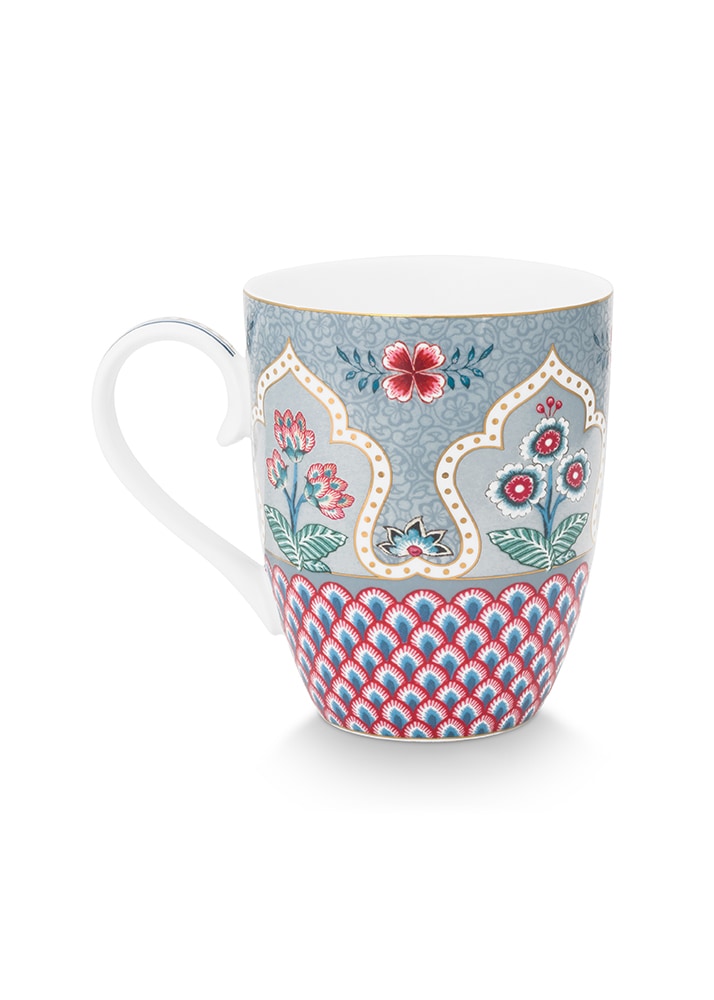 PiP Studio Becher »Flower Festival - Kamm Deko«, (Set, 4 tlg.), Kaffeetassen im 4er Set, Blumenfest, mit Kamm Deko, 350 ml