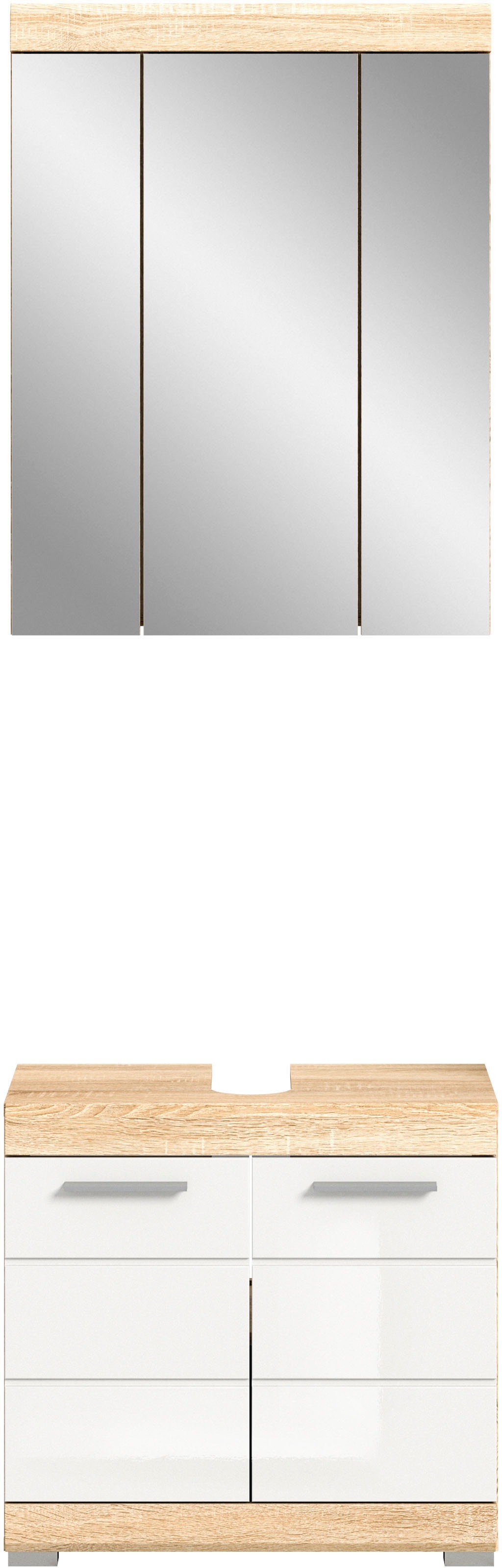 Thumbnail - welltime Badmöbel-Set "Siena, 2 tlg., bestehend aus: Waschbeckenunterschrank, Spiegelschrank" Set, TOPSELLER, 2 Stk. tlg...