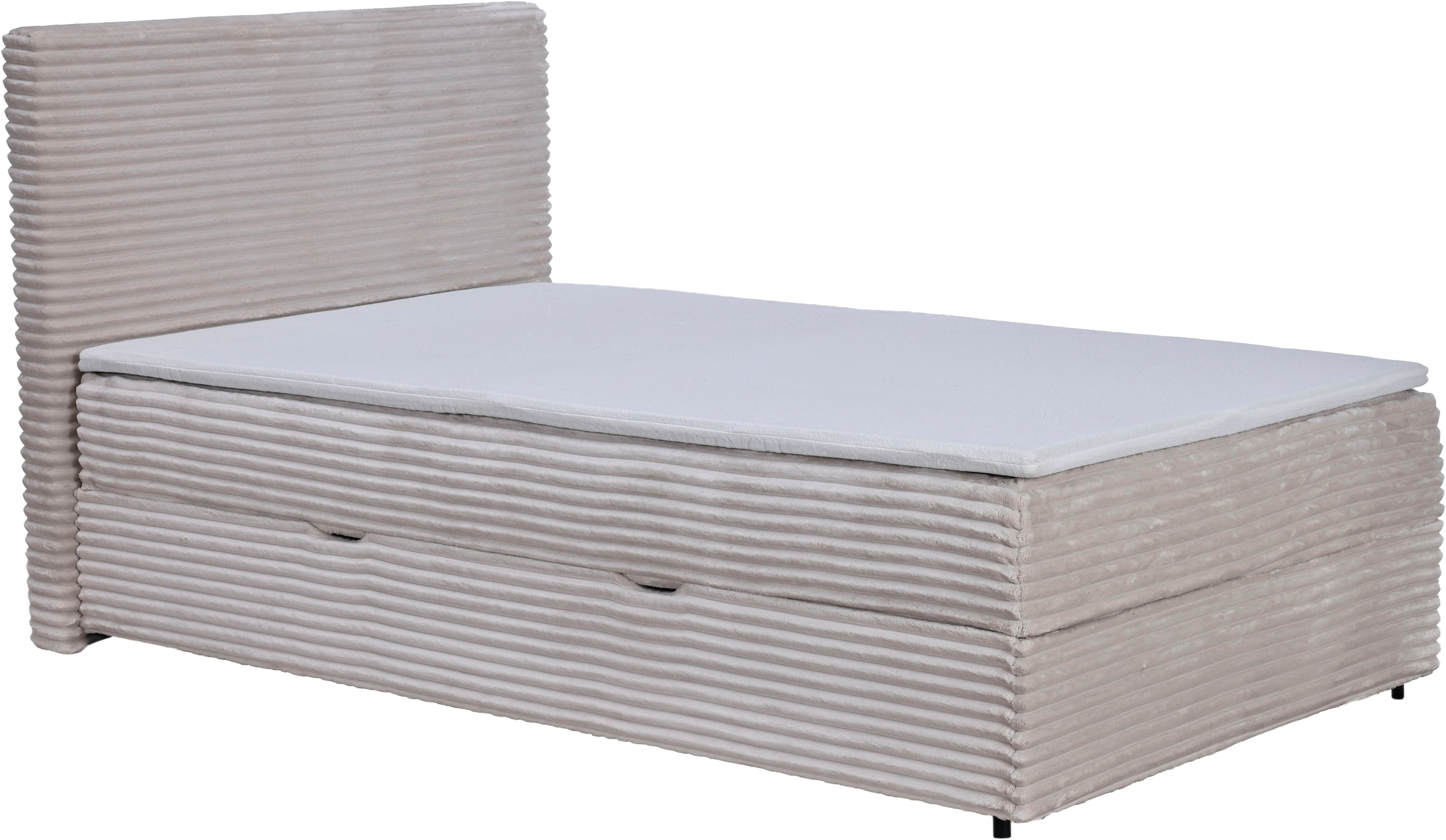 Home affaire Boxbett »CORLAY, Polsterbett mit Stauraum und Taschenfederkernmatratze H3« inkl. PUR-Schaumtopper, Cord-Bezug, 120x200cm