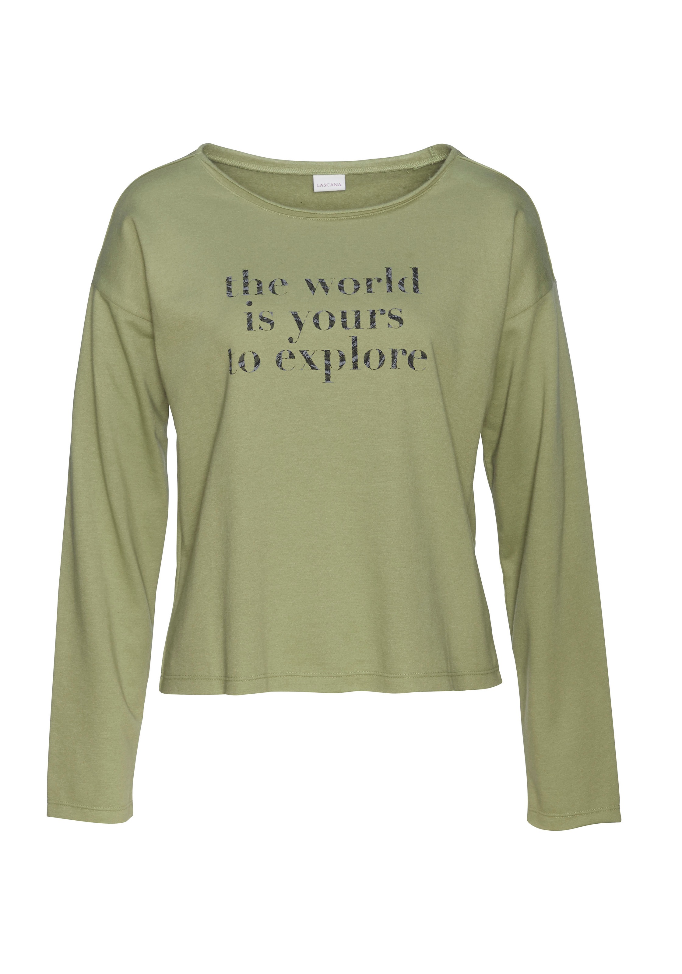 LASCANA Sweatshirt, mit Statement Druck, Loungewear günstig online kaufen
