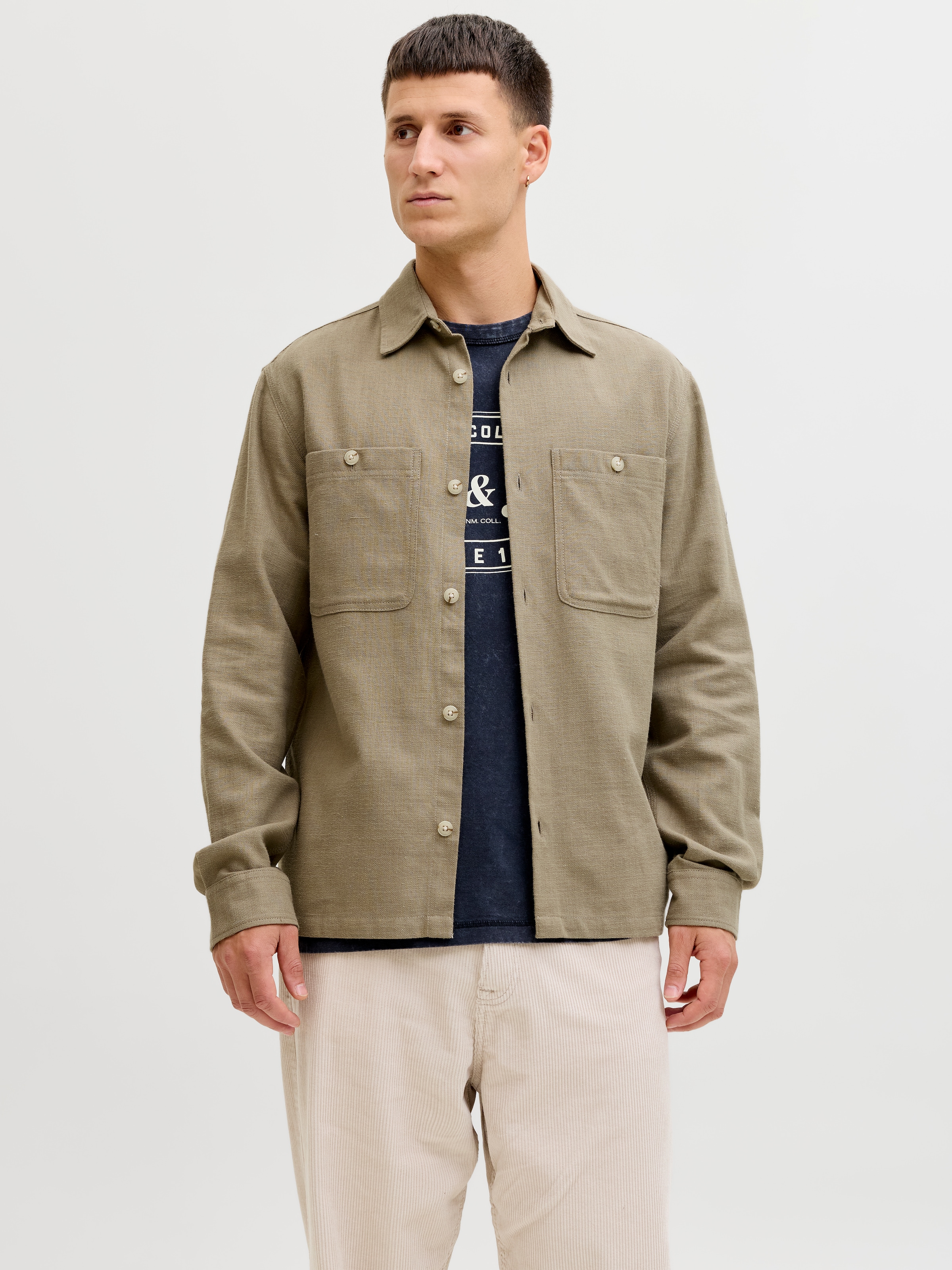 Jack & Jones Langarmhemd »JPRBLURAYLE LINEN BL. SOLID LS SHIRT SN«