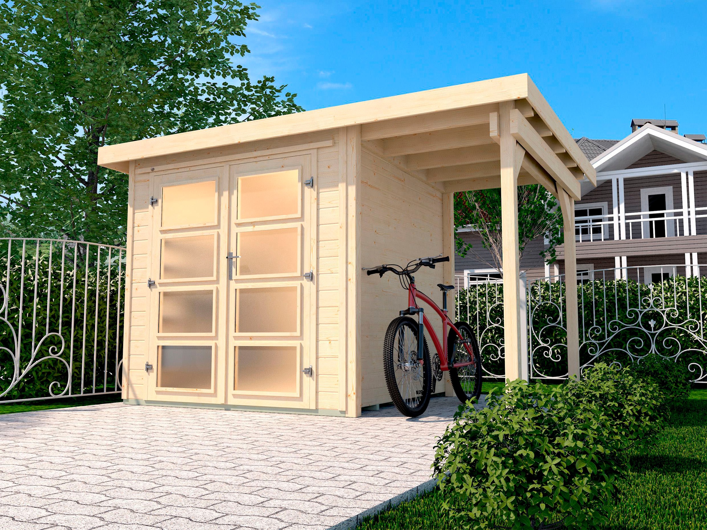 weka Gartenhaus »321 A Gr.1, natur, 19 mm, Anbau 115 cm«