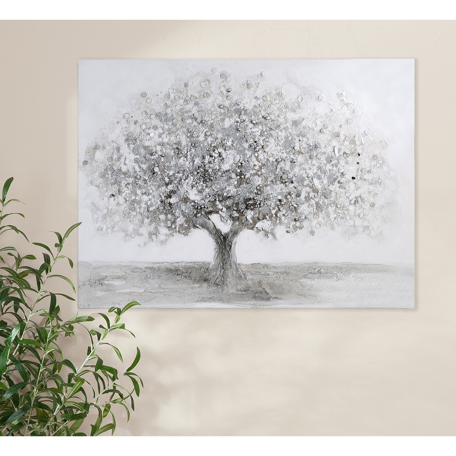 GILDE Leinwandbild "Bild rechteckig Big Tree grau; silberfarben H. 90 cm", günstig online kaufen