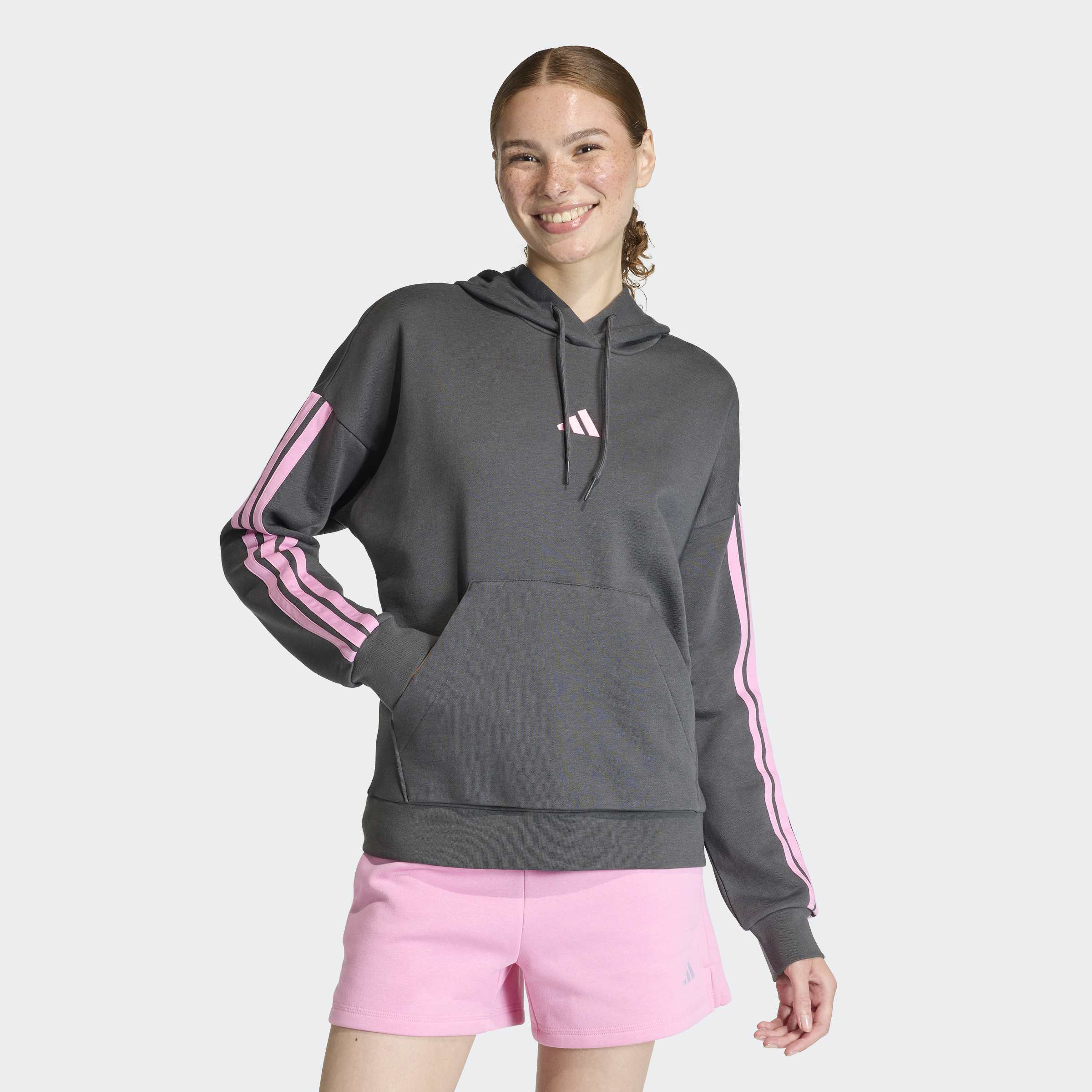adidas Sportswear Kapuzensweatshirt "ESSENTIALS 3-STREIFEN FLEECE-HOODIE", mit Kapuze, aus superweichem Fleece, in normaler Länge