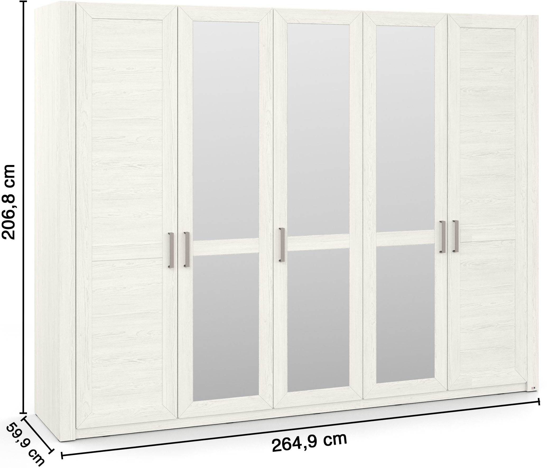 set one by Musterring Kleiderschrank »York Schlafen«, (1 St.), mit Holz- und Spiegeltüren,verschiedene Breiten, Höhe 207 x T 60 cm