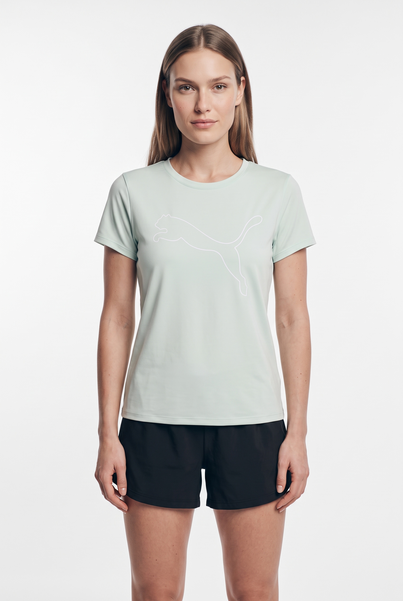 PUMA Trainingsshirt »W TAD ESSENTIAL LOGO TEE« Kurzarm, Sportmode, mit Rundhalsausschnitt