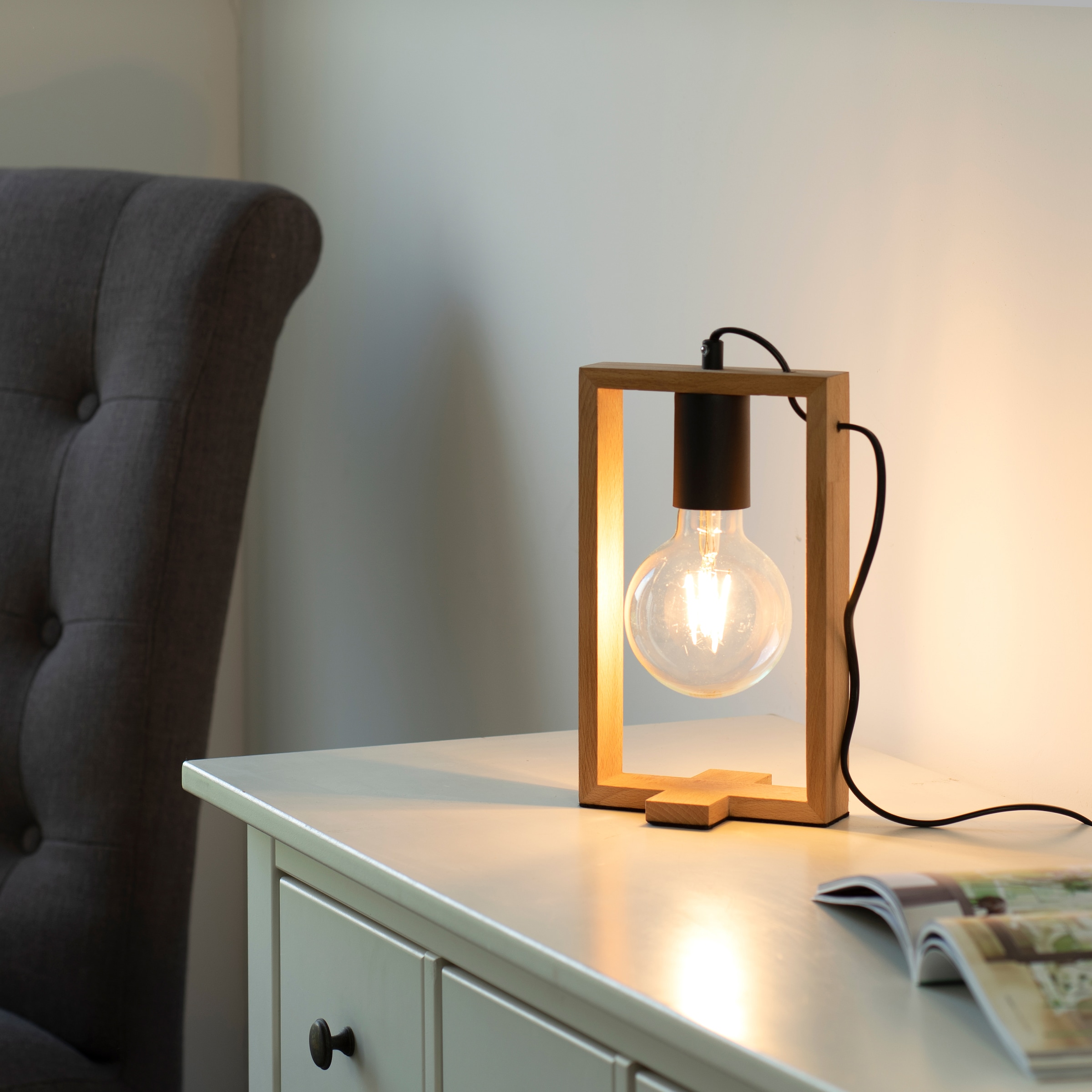 Home affaire Tischleuchte »Nohen«, 1 flammig-flammig, Tischlampe aus Holz  (Akazienholz), geeignet für E27 Leuchtmittel | BAUR