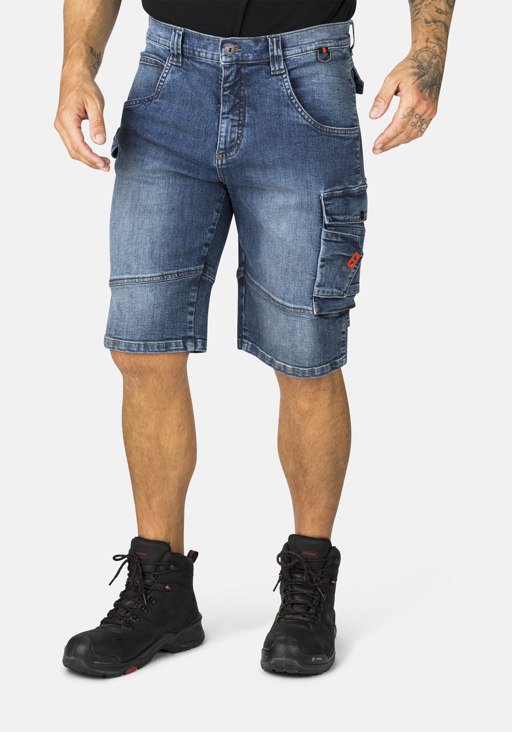 HERO by John Medoox "LUCAN Denim Workwear Arbeits-Cargoshorts Jeans" Arbeits-Cargoshorts Jeans Denim / Jeansfür Herren