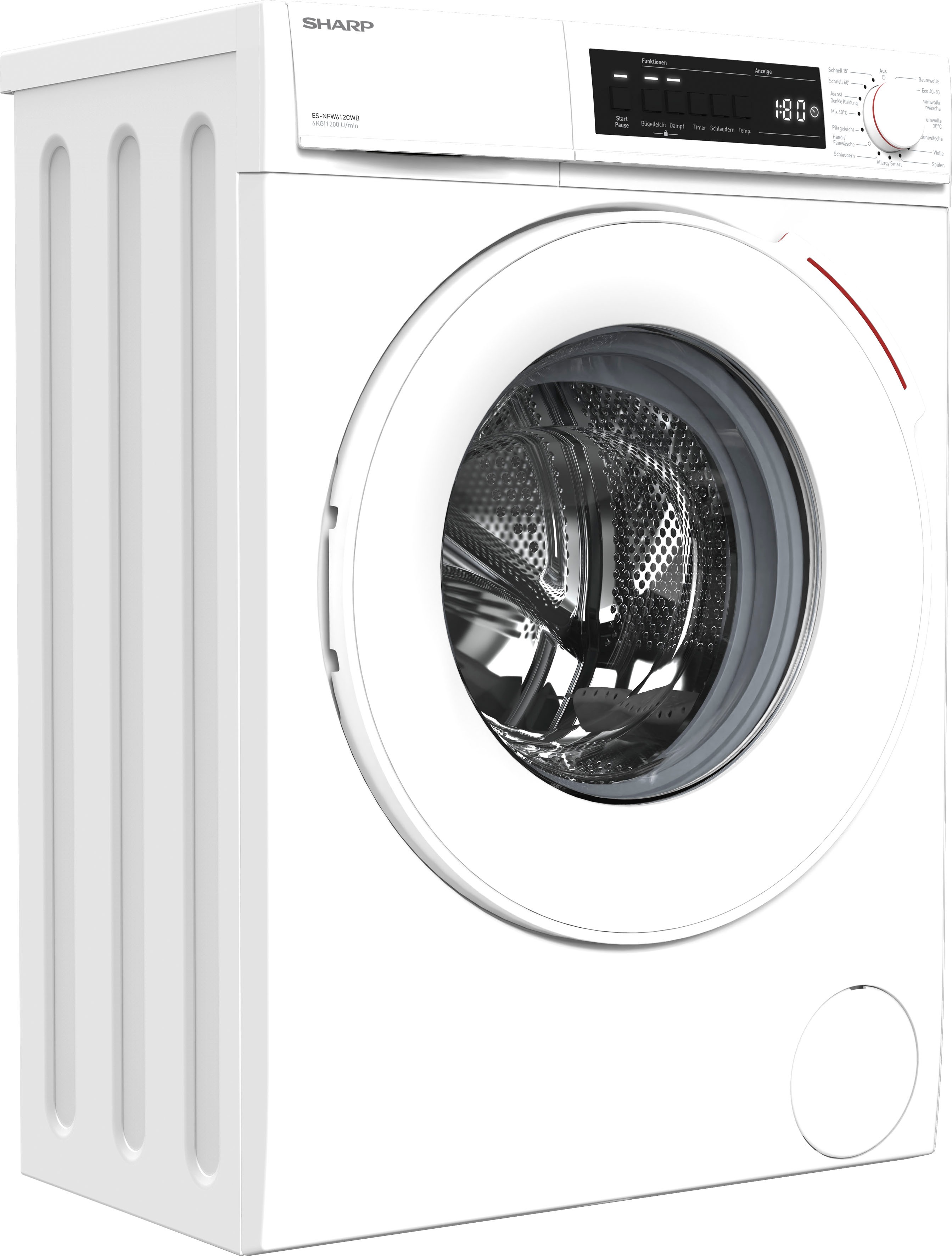 Thumbnail - Sharp Waschmaschine "ES-NFW612CWB-DE", 6 kg, 1200 U/min