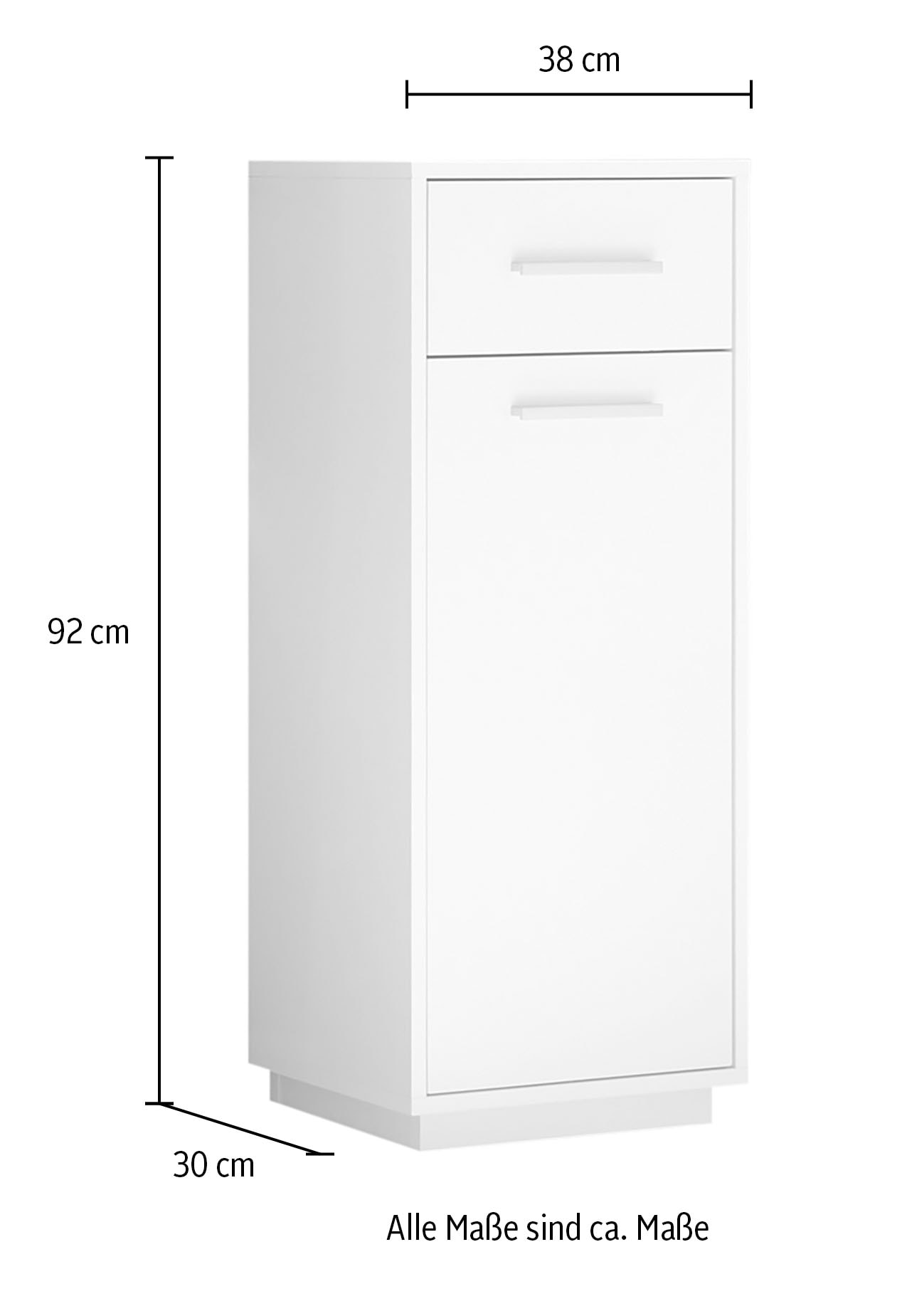 BASIC by Balculina Midischrank »Mila, Badezimmerschrank BxHxT 38x92x30 cm«, (1 St.), Breite 38cm, Tür L/R monierbar, FSC-Mix 70%