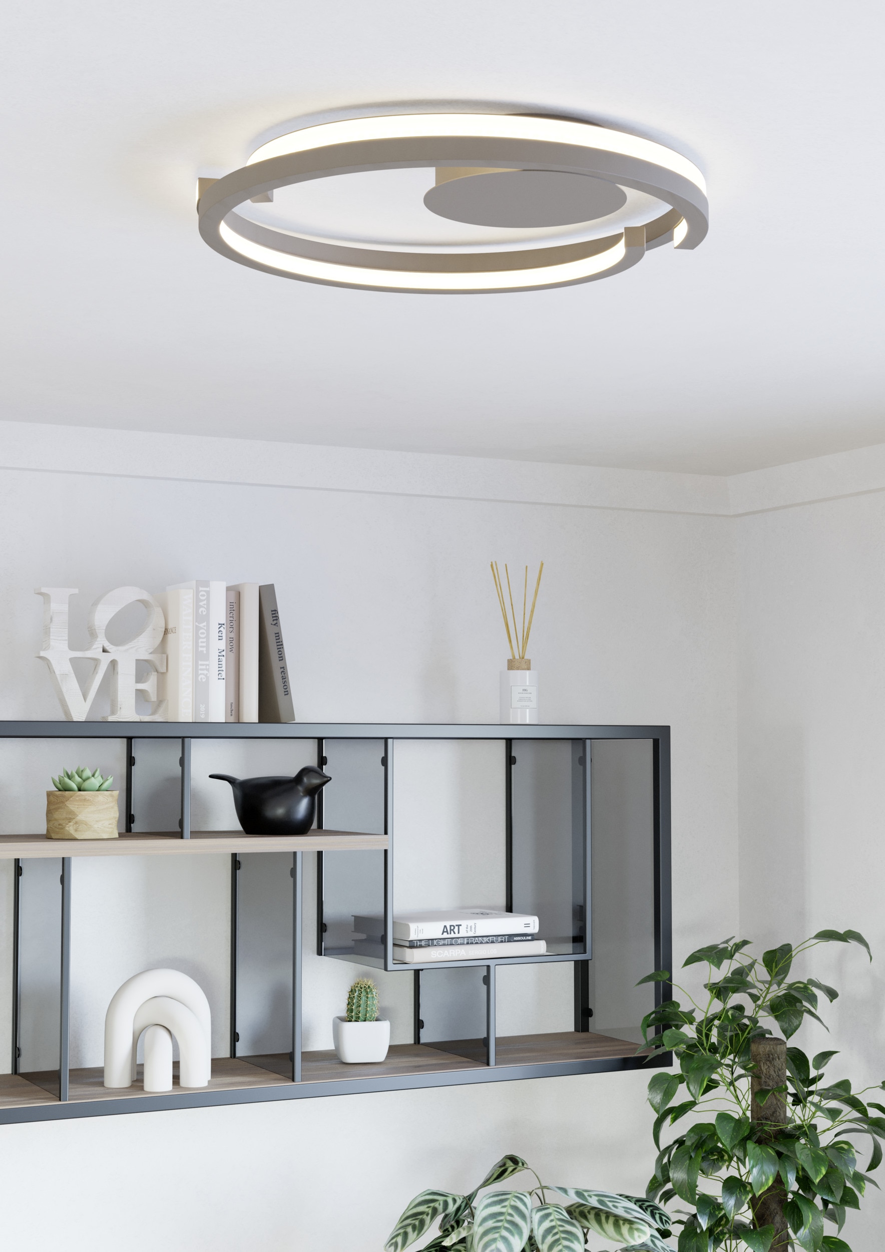 EGLO Deckenleuchte »MEZZOMONTE Deckenlampe - Alu, Stahl - LED - 40W - IP20« LED-Modul 1 Stk. Kaltweiß | Neutralweiß | Warmweiß Wohzimmerlampe, Esszimmerlampe, Flur, Schlafzimmer, H5 x Ø48 cm