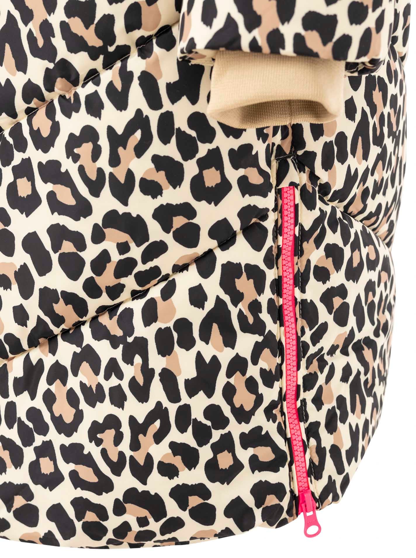 Zwillingsherz Steppmantel »"Allover Leo"«, mit pinken Zippern, Kapuze und Taschen, Leo