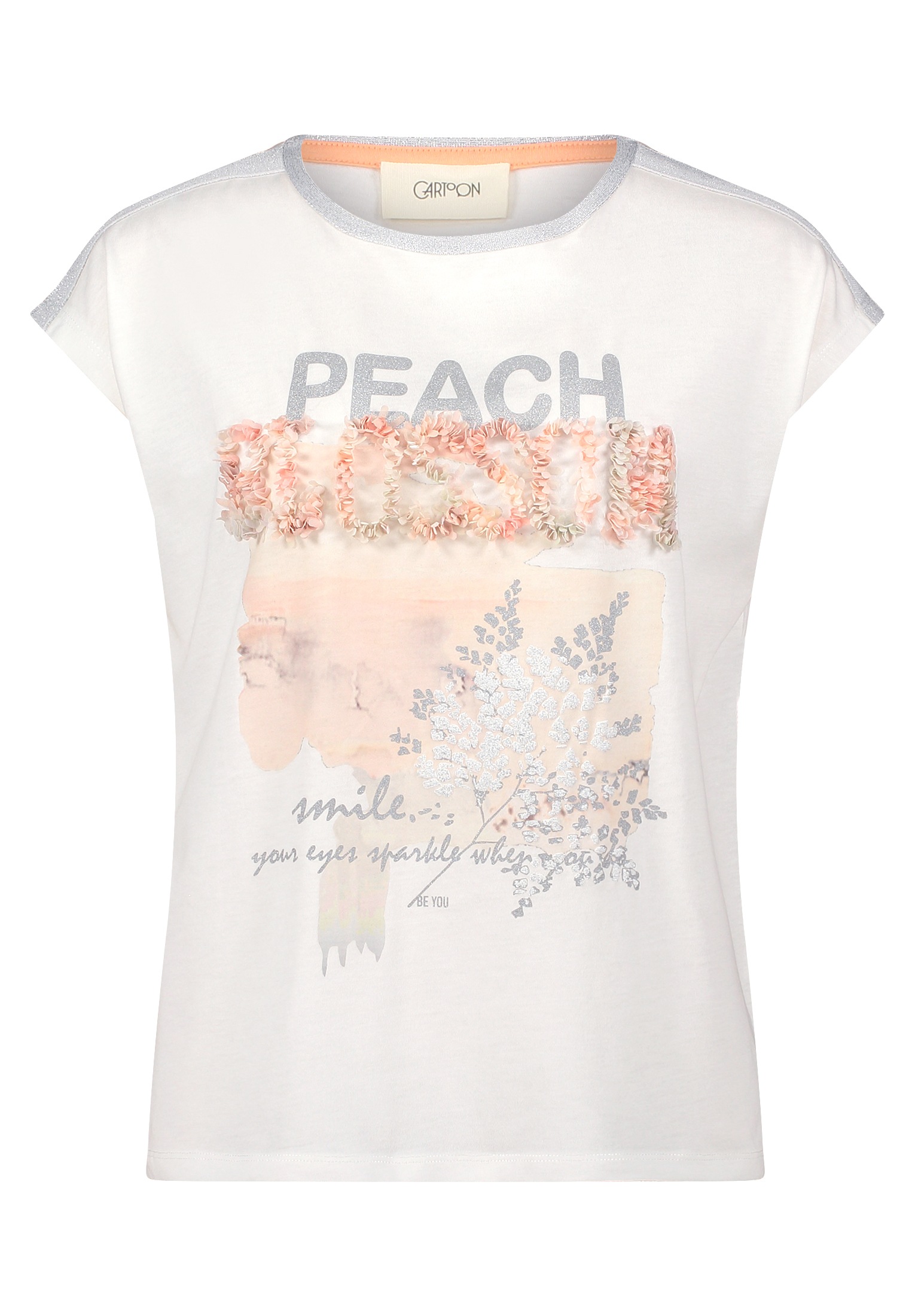 Cartoon Kurzarmshirt "Damen Rundhals-Shirt mit Placement" 1 Stk. tlg. Aufge günstig online kaufen