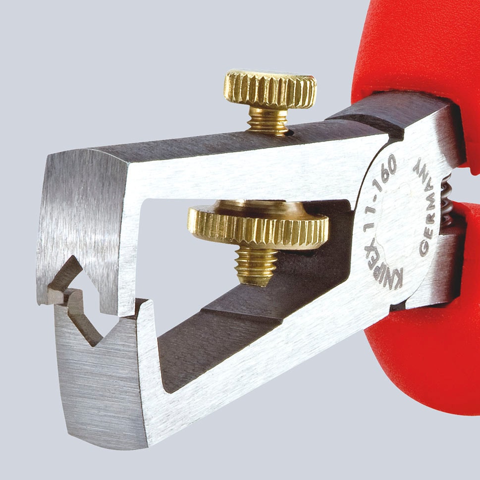 Knipex Abisolierzange »11 02 160 mit Öffnungsfeder, universal«, (1 tlg.), schwarz atramentiert, mit Mehrkomponenten-Hüllen 160 mm