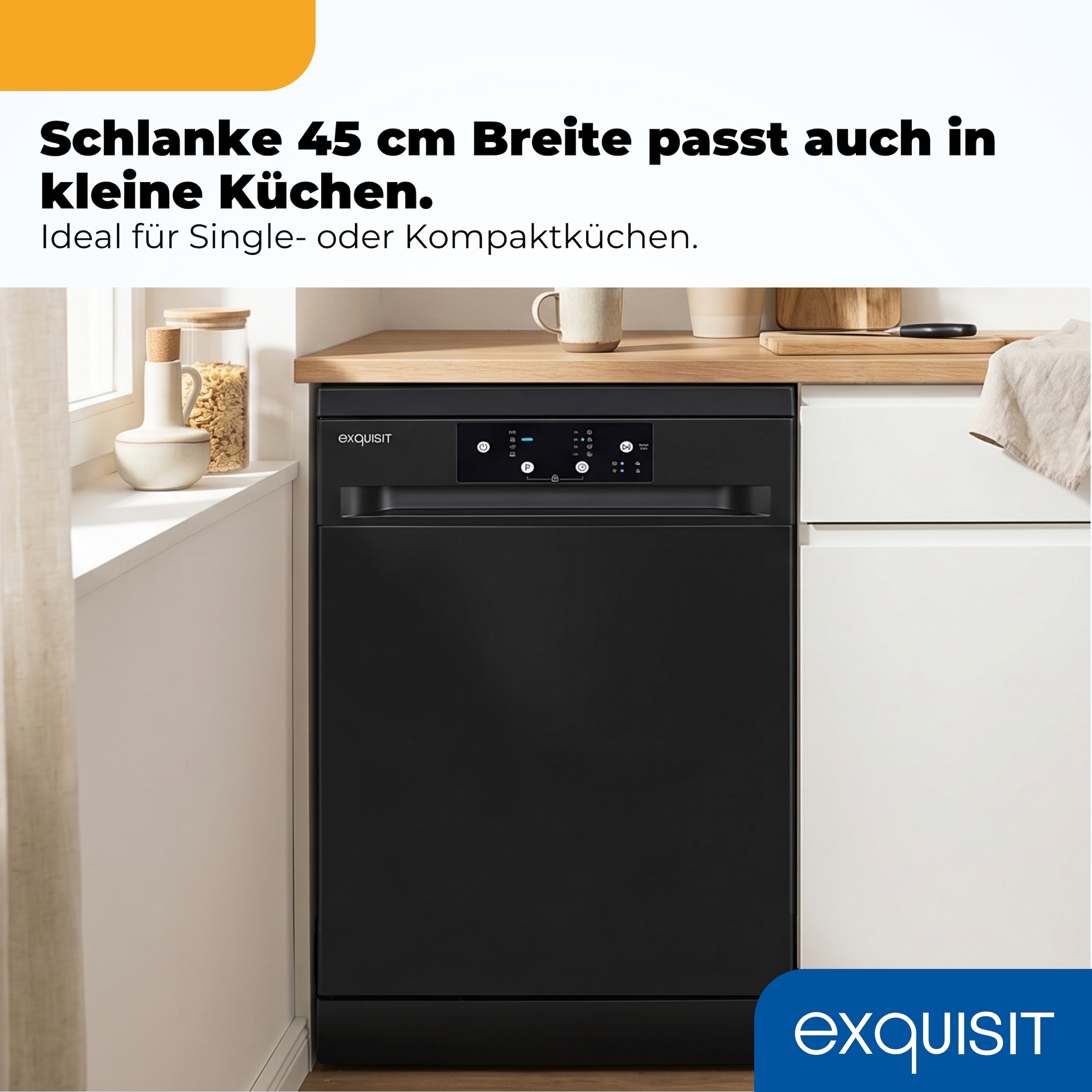 exquisit Standgeschirrspüler 9109 »GSP9109-451D schwarz« 10 l 9 tlg. Maßgedecke 9 Maßgedecke, 4 Programme, LED, Besteckkorb