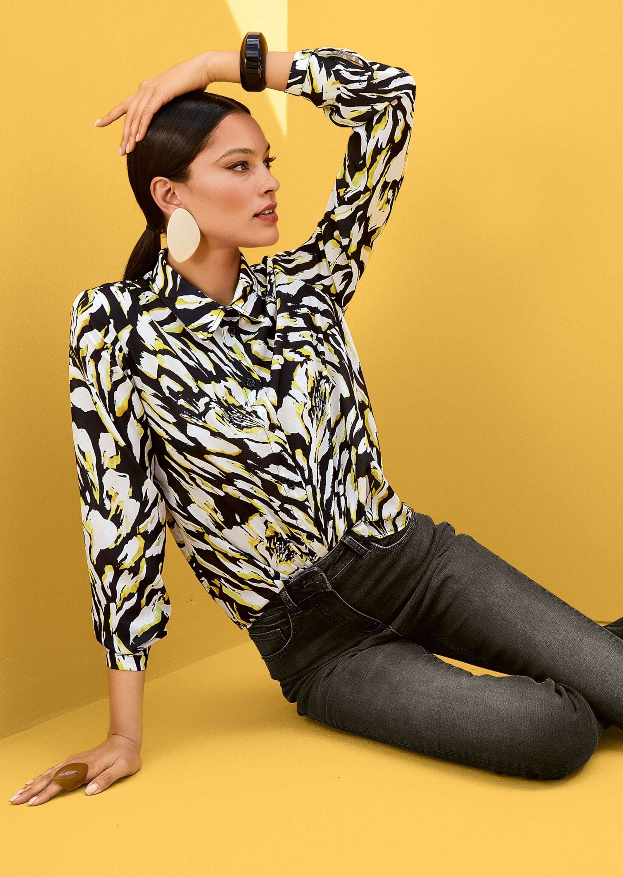 MADELEINE Hemdbluse »Bluse Hemdbluse mit Unikat-Print«