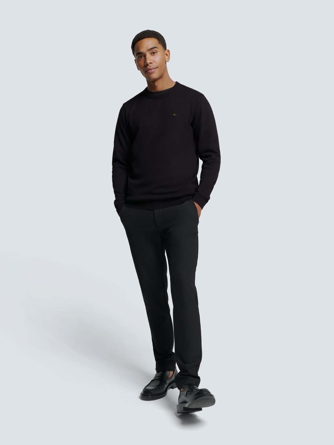 NO EXCESS Rundhalspullover mit Melange Optik