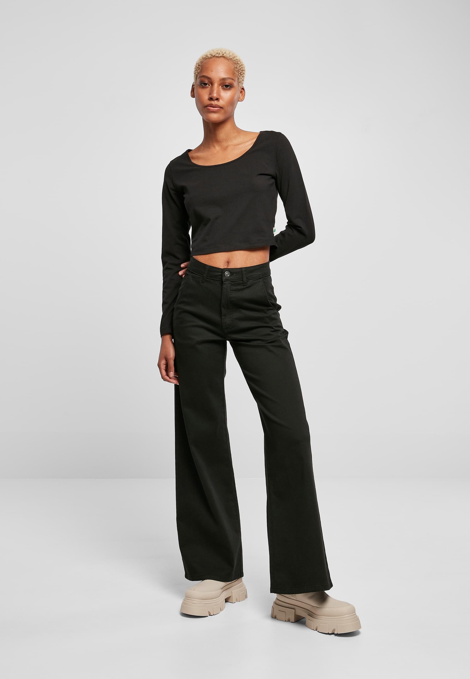 URBAN CLASSICS Longsleeve »Urban Classics Damen Ladies Organic Wide Neck Cropped Longsleeve«, (1 tlg.)