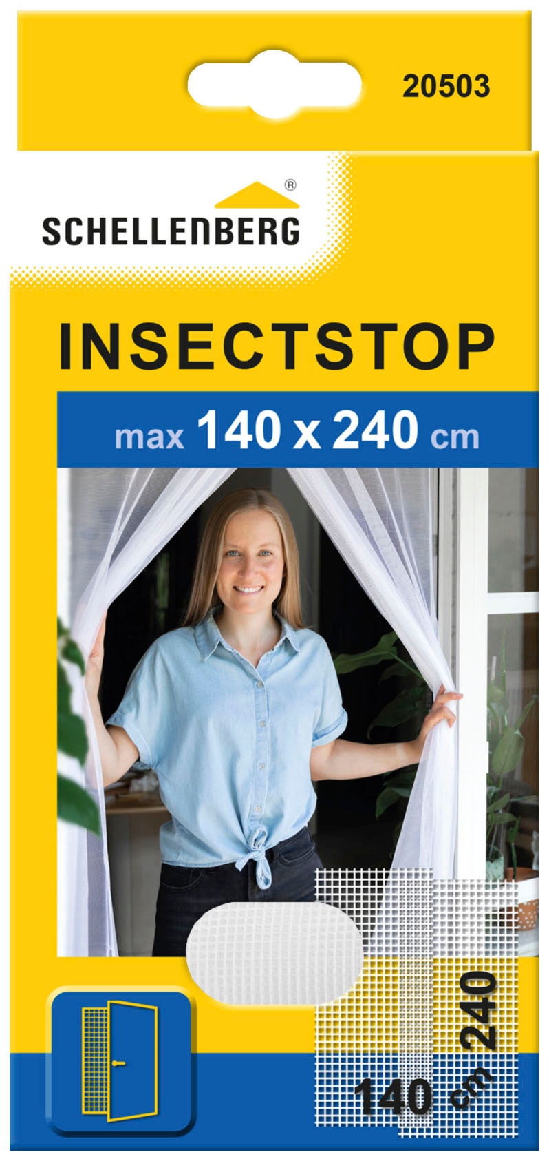SCHELLENBERG Insektenschutz-Vorhang »Insektenschutz für Balkontür und Terrassentür«, Fliegenvorhang ohne bohren, 140 x 240 cm, weiß, 20503