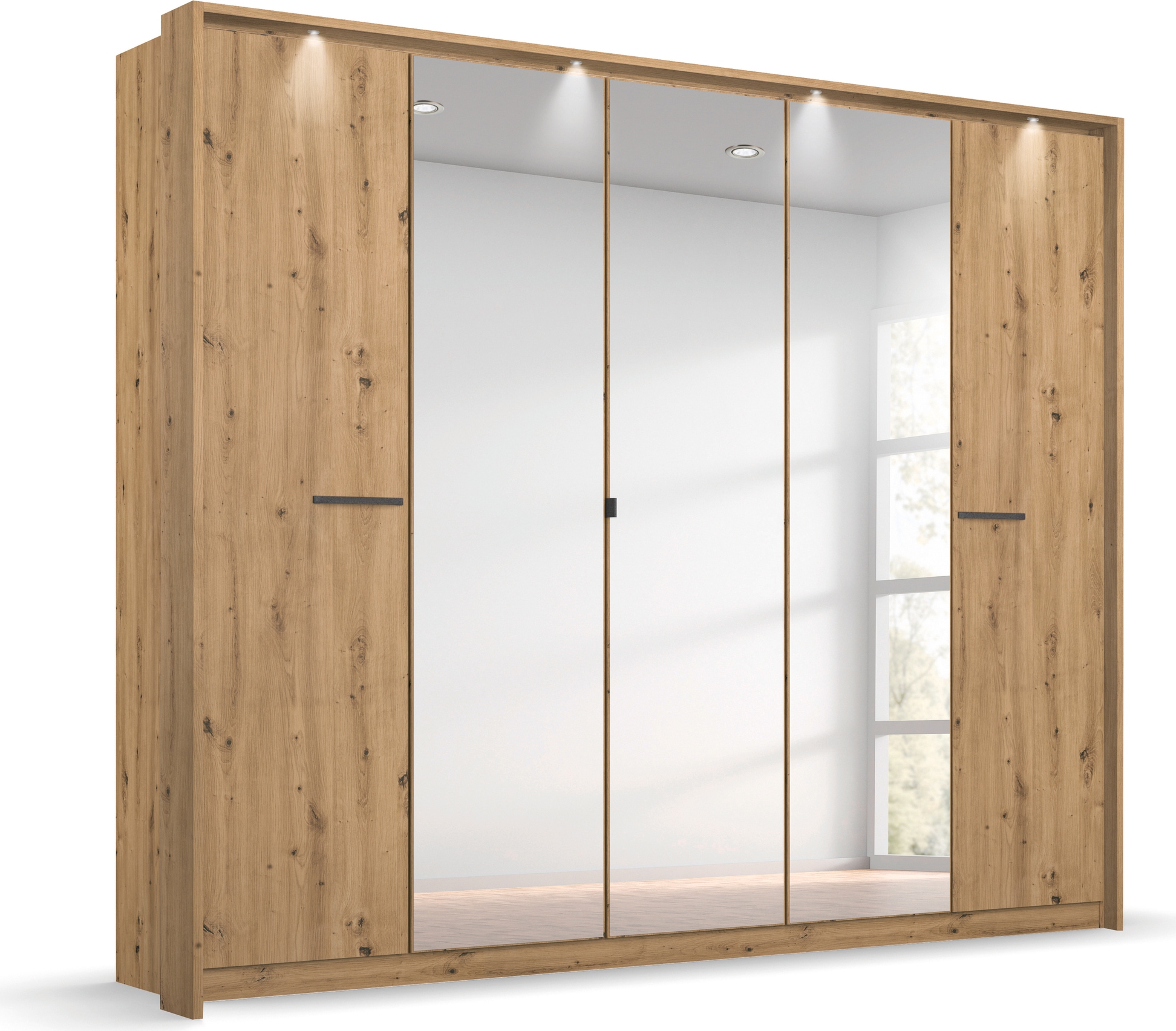 OTTO home Kleiderschrank "Mehrzweckschrank Aktenschrank Möbel Mietswohnung Schlafzimmer OTELI" erhältlich in Breiten 230/275 cm inkl. Innenschubladen und extra Böden, inkl. Passepartout optional mit Beleuchtung MADE IN GERMANY