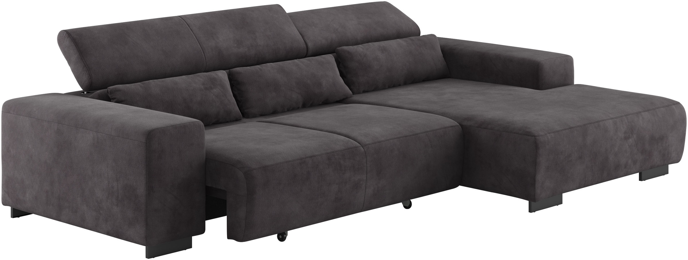 Ecksofa COTTA "Side L-Form, mit Kopfteilverstellung & 3 Nierenkissen", schwarz, B:304cm H:71cm T:186cm, 96% POLYESTER (PES) / 4% POLYAMID (PA), Sofas, Ecksofa, optional motorische Sitztiefenverstellung 6