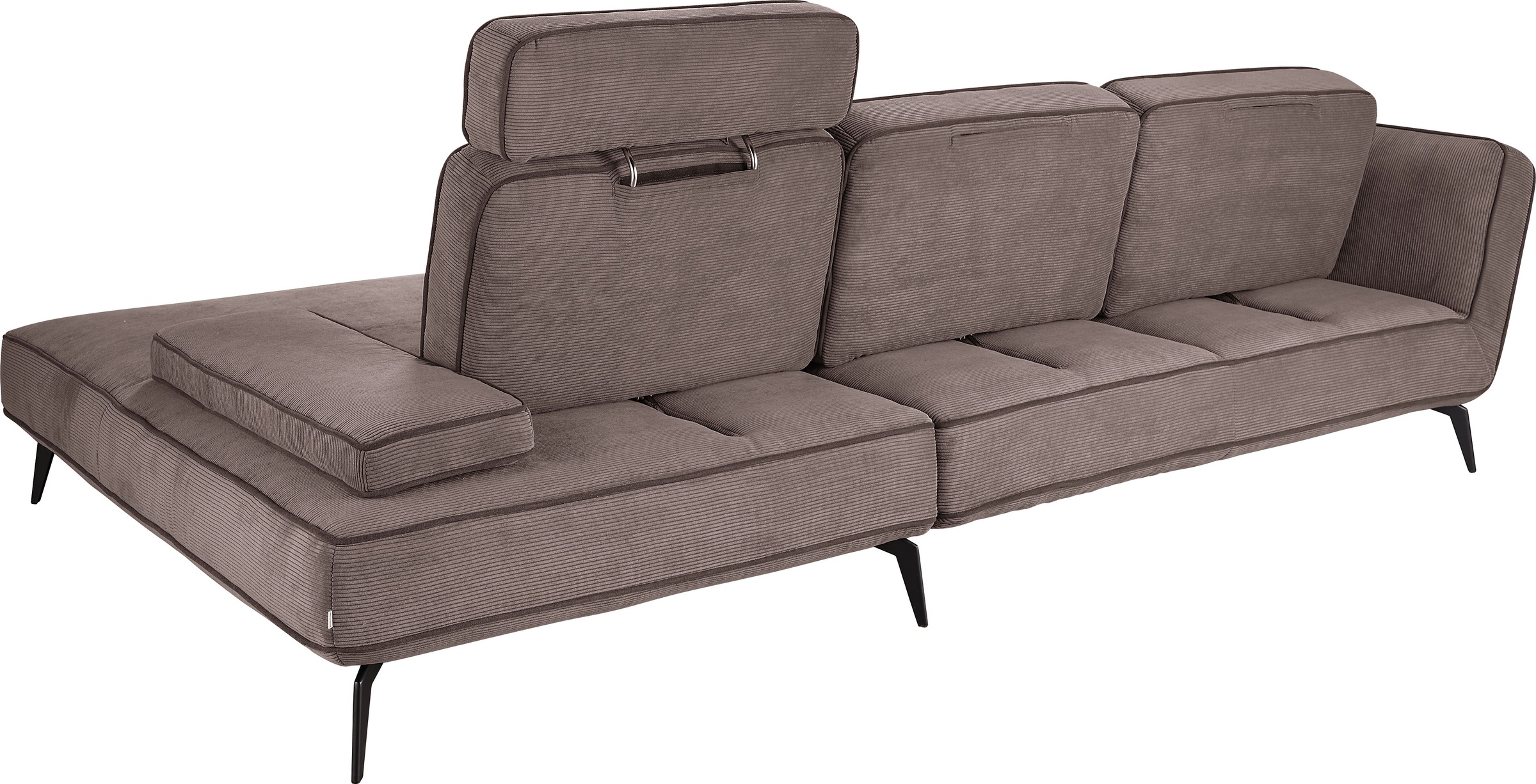 set one by Musterring Ecksofa »SO 4500, Füße schwarz matt, inkl Schwenkrückenfunktion, Cord, L-Form«, wahlweise mit Kopfstütze/Armteilverstellung/Rückenneigung
