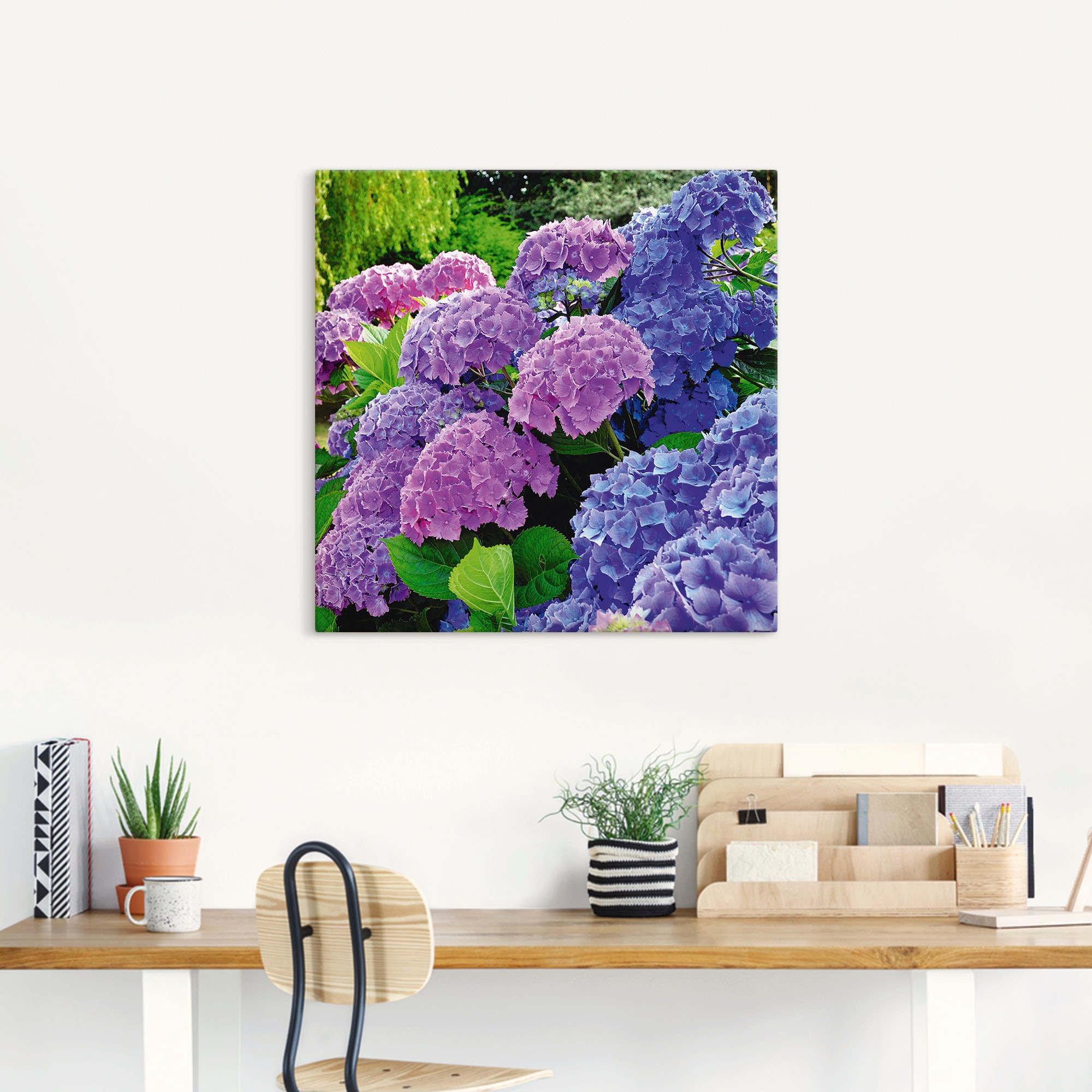 Artland Wandbild »Hortensien im Garten«, Blumen, (1 St.), als Alubild, Outdoorbild, Leinwandbild, Poster, Wandaufkleber