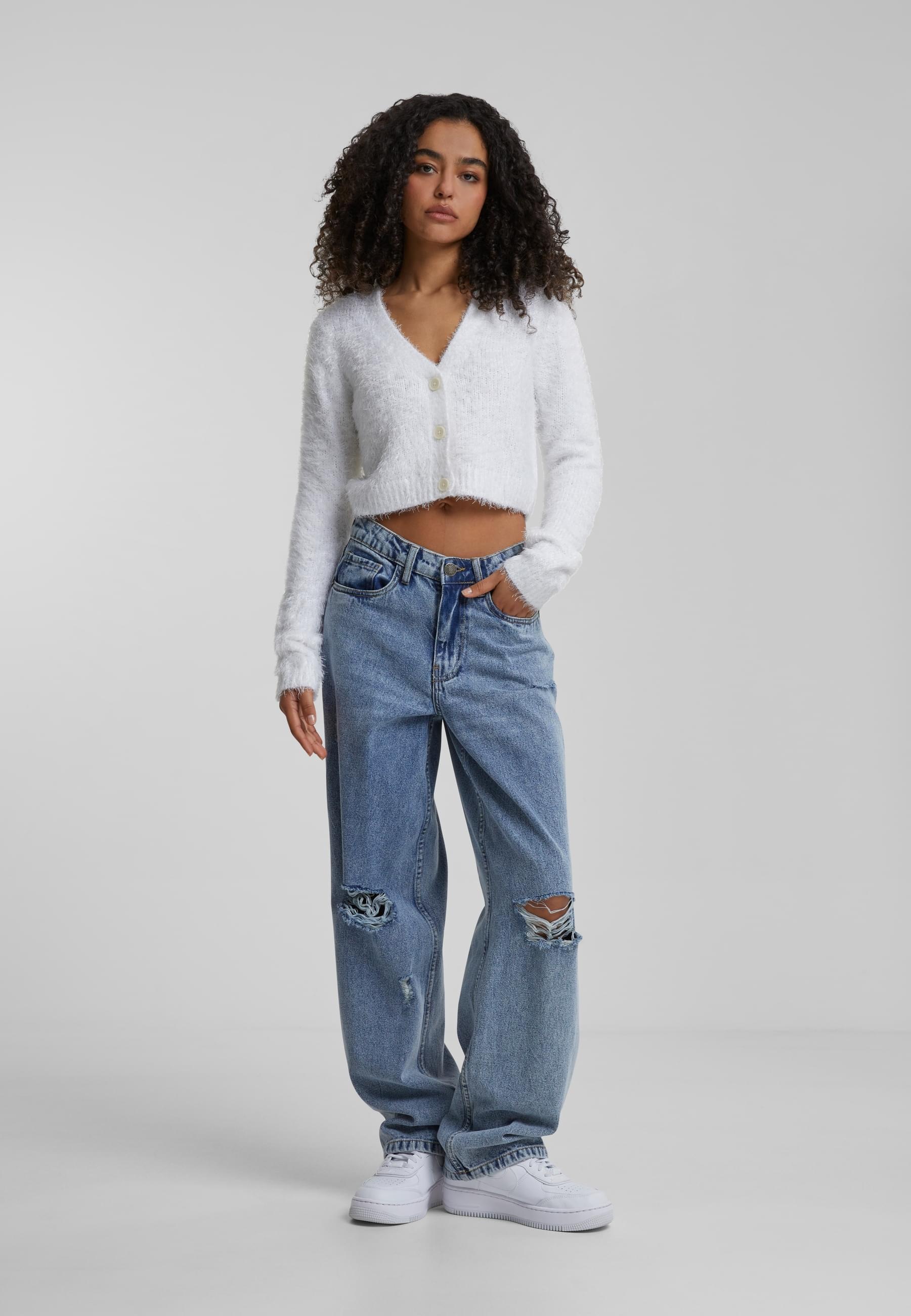 URBAN CLASSICS Strickjacke »Urban Classics Damen Ladies Cropped Feather Cardigan«