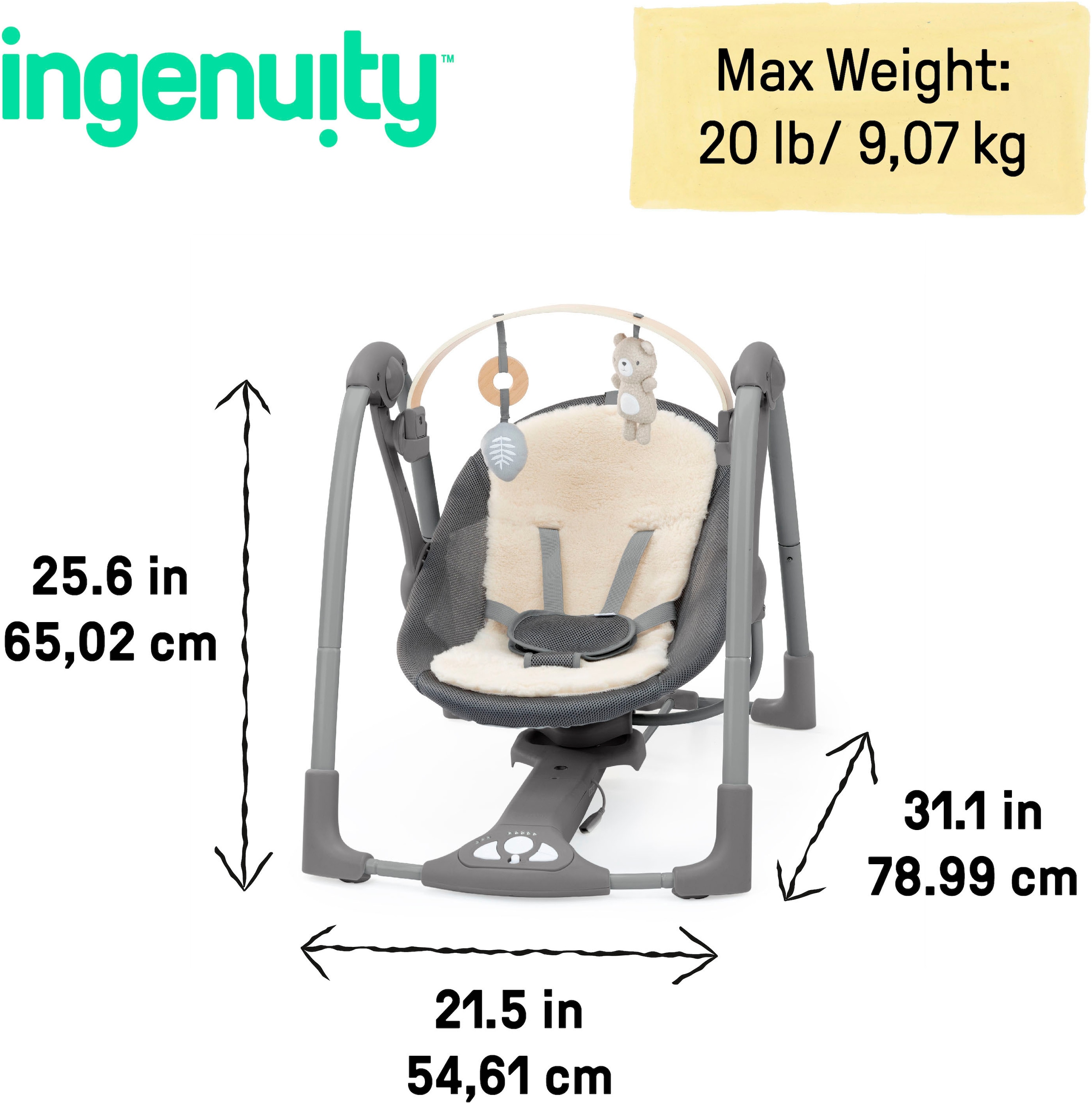 ingenuity Babywippe »Every Season™ Swing 'n Go Portable Swing™ - Wesley™«, bis 9 kg, mit Musik und Geräuschen