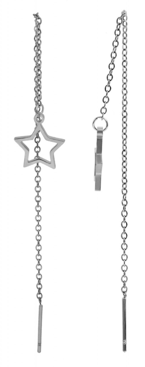 Adelia's Women Stainless Steel Star Stud Earrings Silver