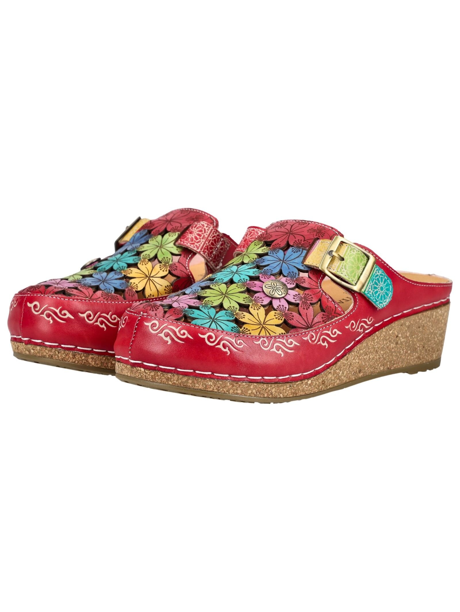 Pantolette LAURA VITA "LAURA VITA Pantoletten Leder", Herren, Gr. 38, rot, Leder, Schuhe Pantolette 3