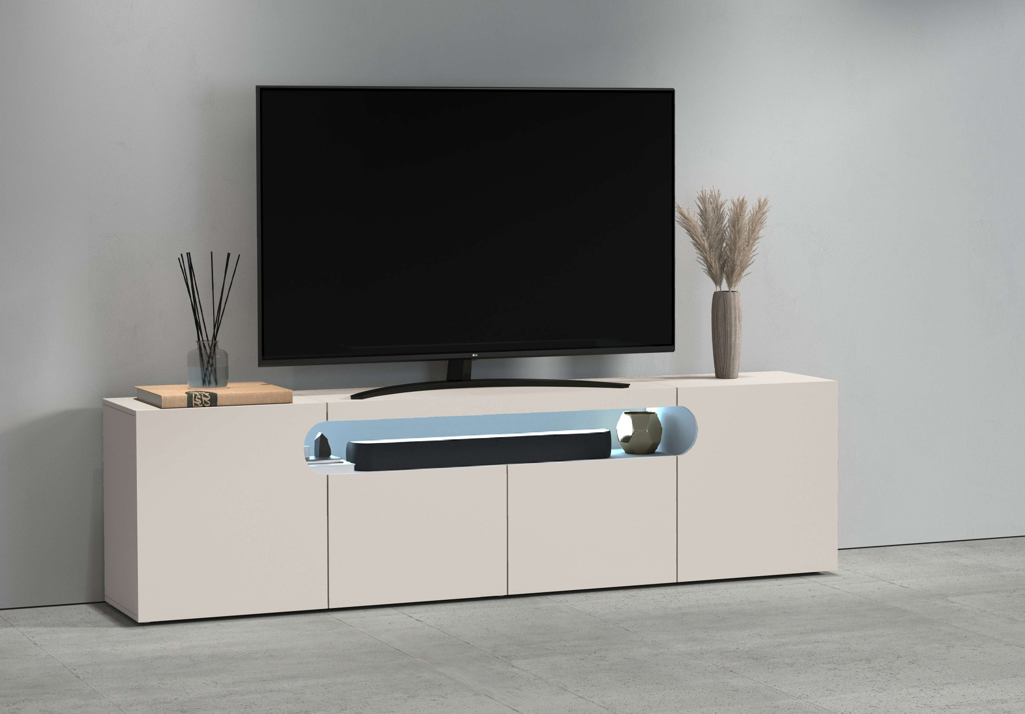 OTTO home Lowboard "REAL,Lowboard,TV-Kommode,TV-Möbel,TV-Bank" 1 Stk. tlg. Mit 4 Türen, davon 2 abgerundet, die ein ovales offenes Fach bilden