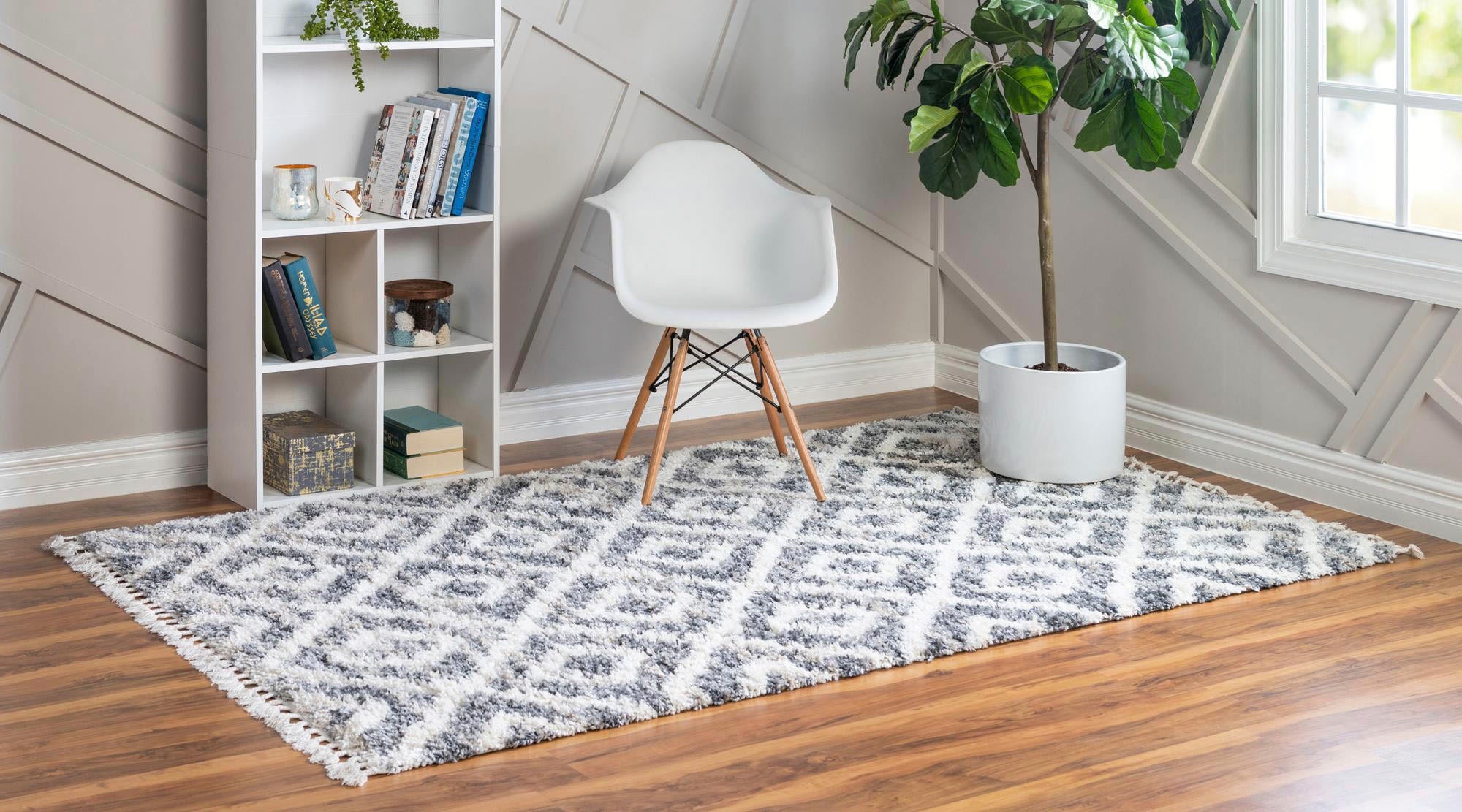 Myflair Möbel & Accessoires Hochflor-Teppich »Top Shag Lagerräumung«, rechteckig, 32 mm Höhe, gewebt, Rauten Design, melierte Optik, weich & kuschelig, mit Fransen