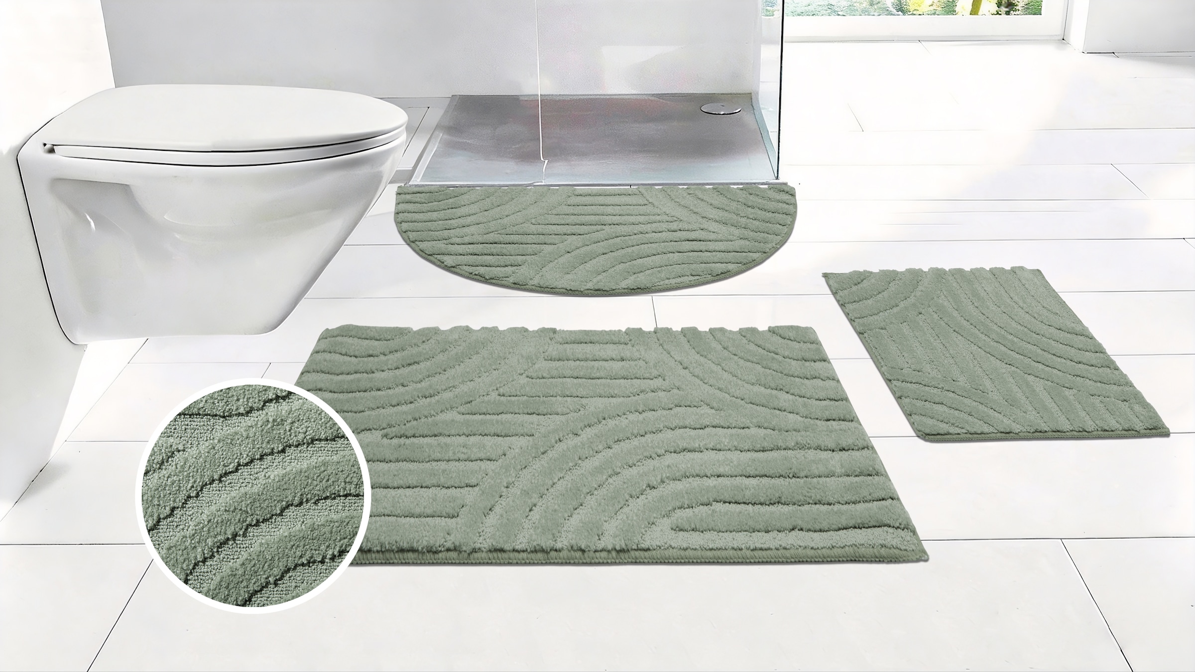 OTTO home Badematte "Regona Scandi, Badvorleger, Badezimmer Teppich, Duschvorleger" Höhe 10 mm rutschhemmend beschichtet strapazierfähig Badteppich, Uni Farben, Hoch-Tief-Effekt, modernes Muster, Zen