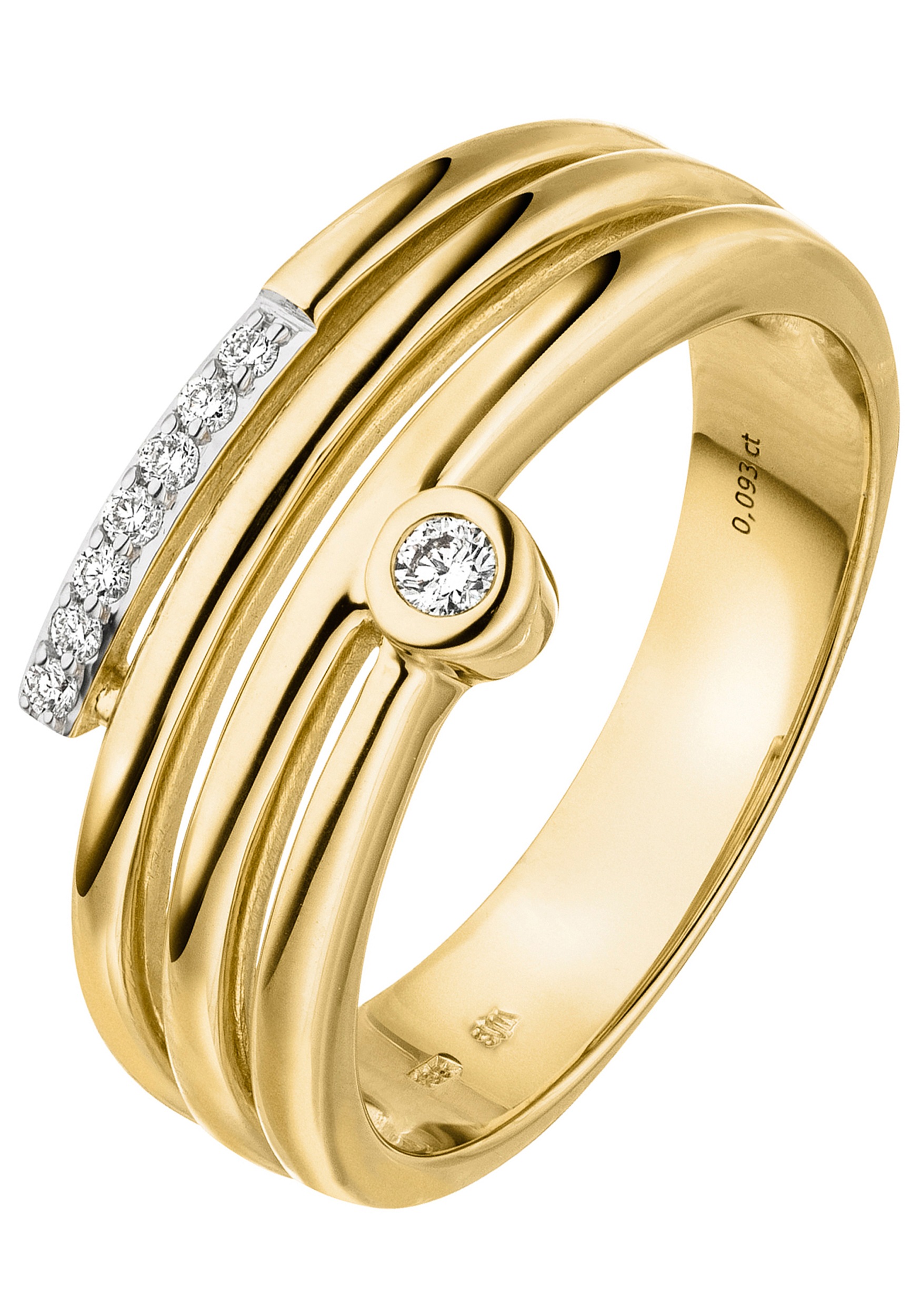 JOBO Fingerring, 585 Gold mit 8 Diamanten