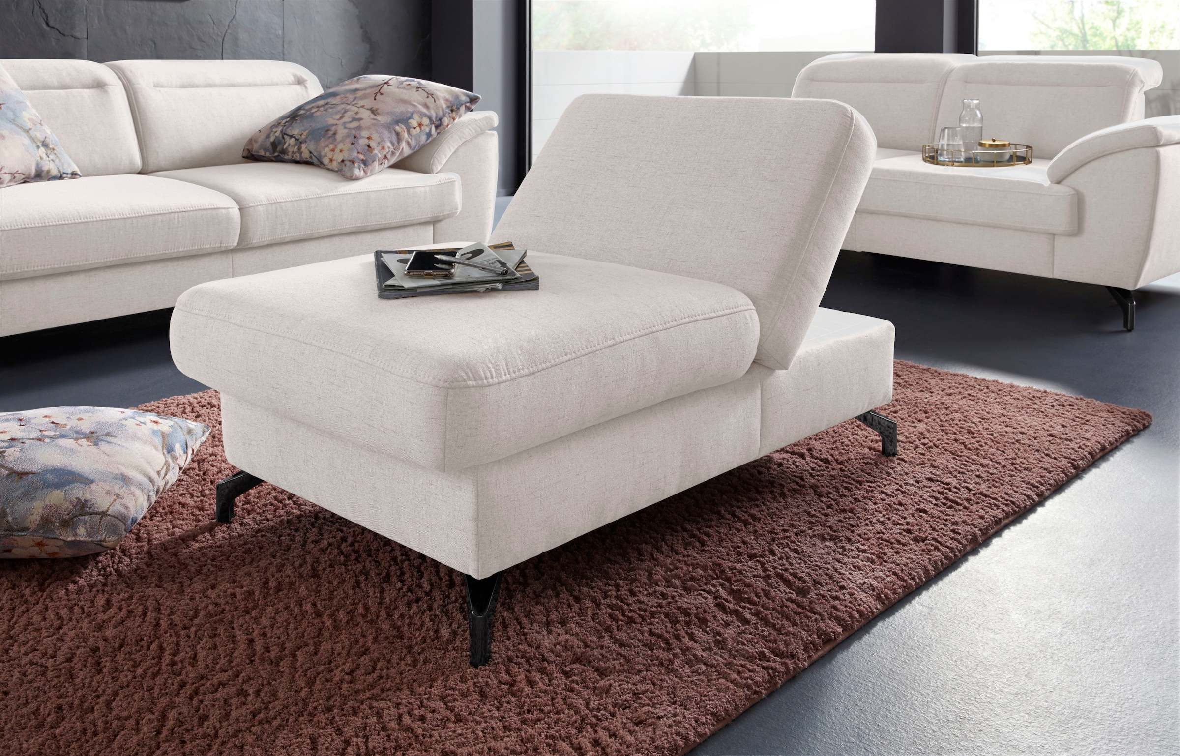 sit&more Hocker »Percy«, Fußhöhe 12 cm, mit Klappfunktion, wahlweise in 2 Fußfarben