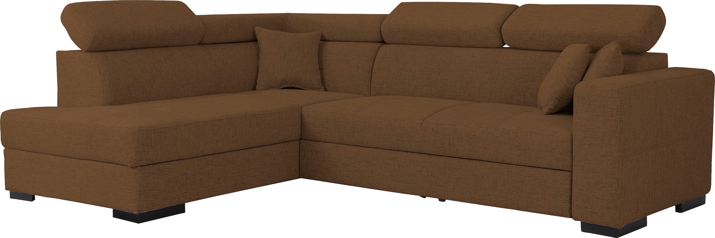 Home affaire Ecksofa "Tulio bequem, bewährte Wellenunterfederung, Breite 267cm, L-Form" wahlweise mit Bettfunktion und Bettkasten, incl. 3 Zierkissen