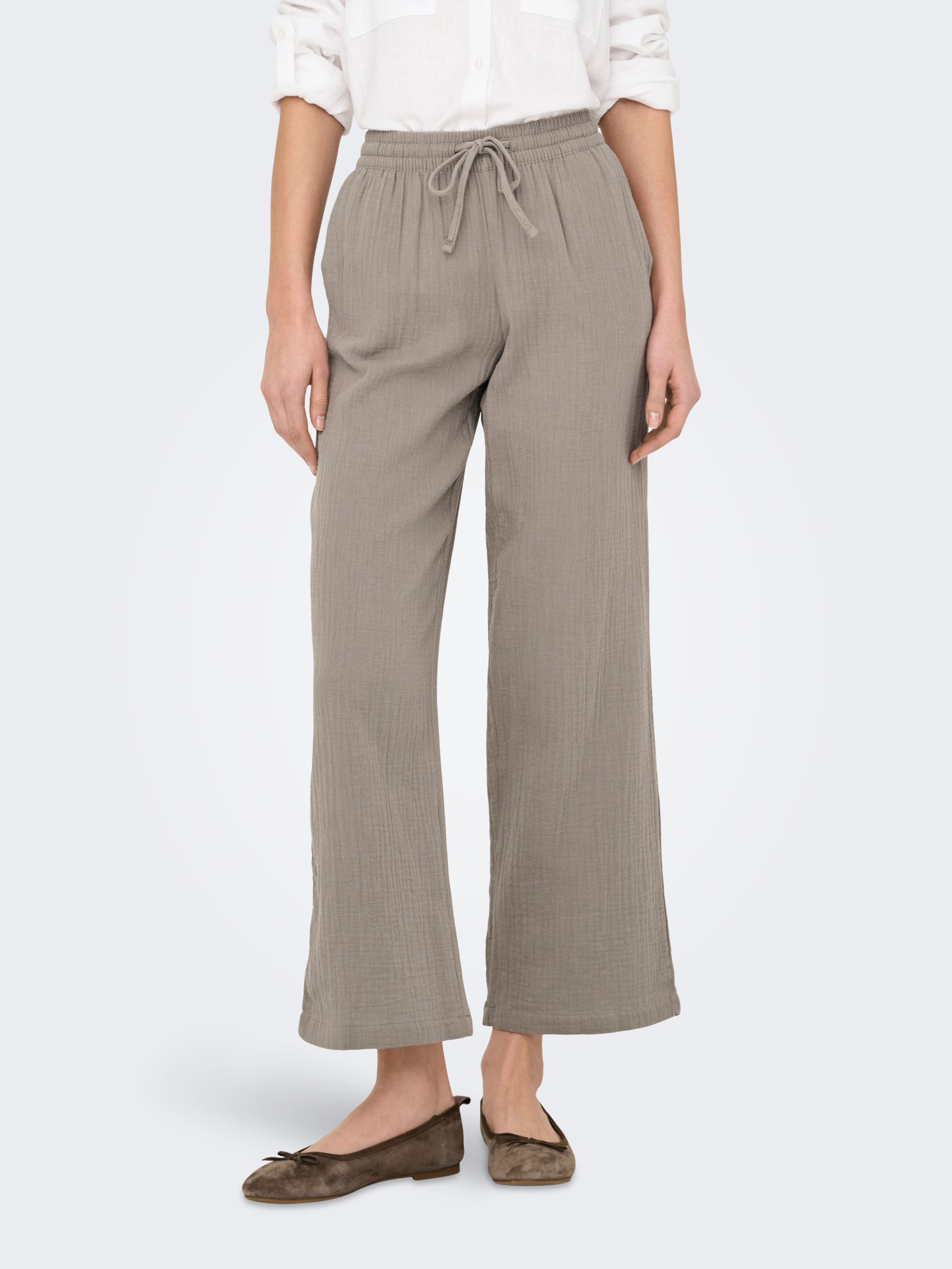 JDY Schlupfhose "JDYTHEIS LIFE WIDE PANT WVN NOOS" Baumwolle, wide fit, elastisches Bündchen