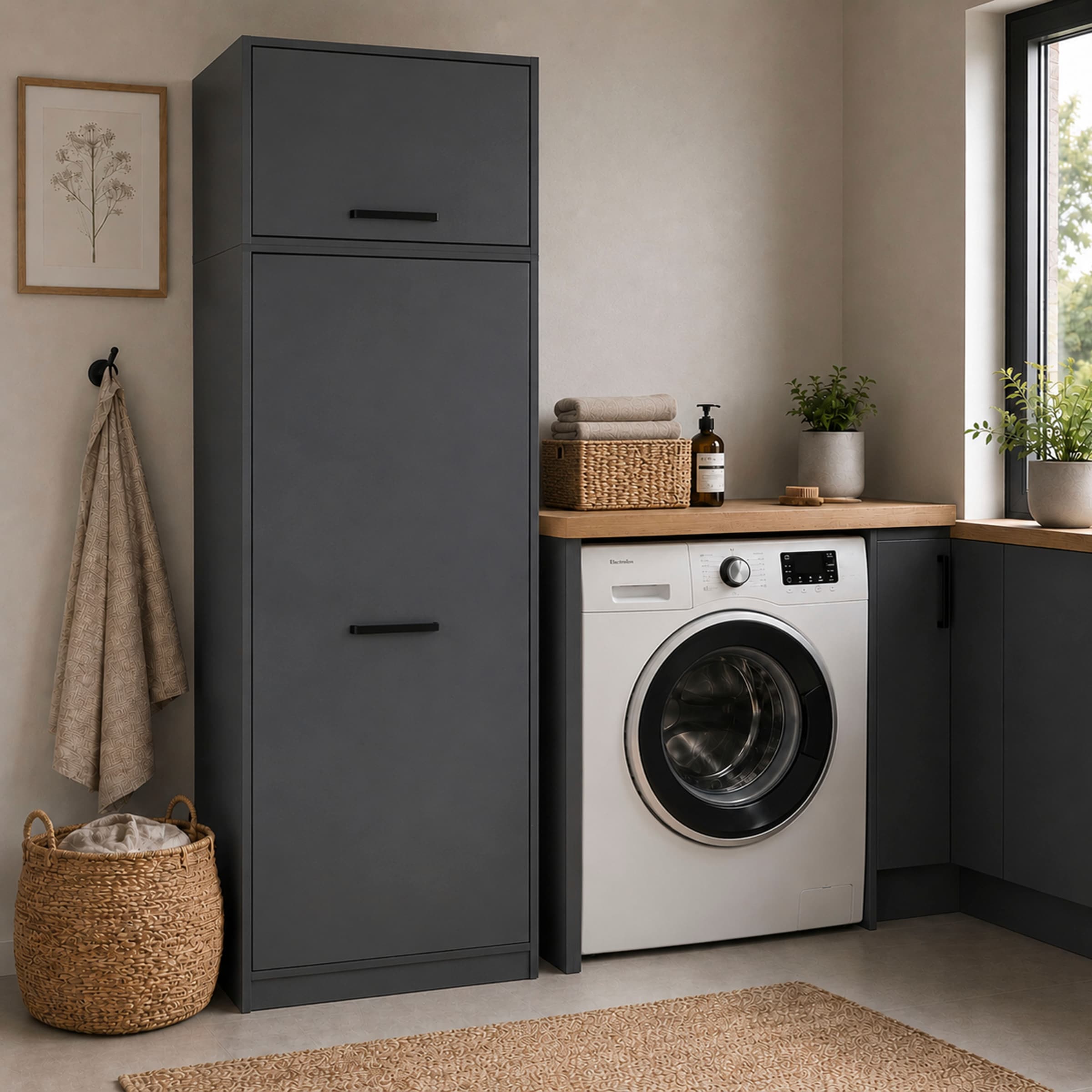 Inter Link Mehrzweckschrank »Norela, 2-tlg. Haushaltsschrank, inkl. Kleiderstange, 67 x 68 x 208 cm« 1 Stk. tlg. Hauswirtschaftsraum, höhenverstellbare Füße und Einlegeböden