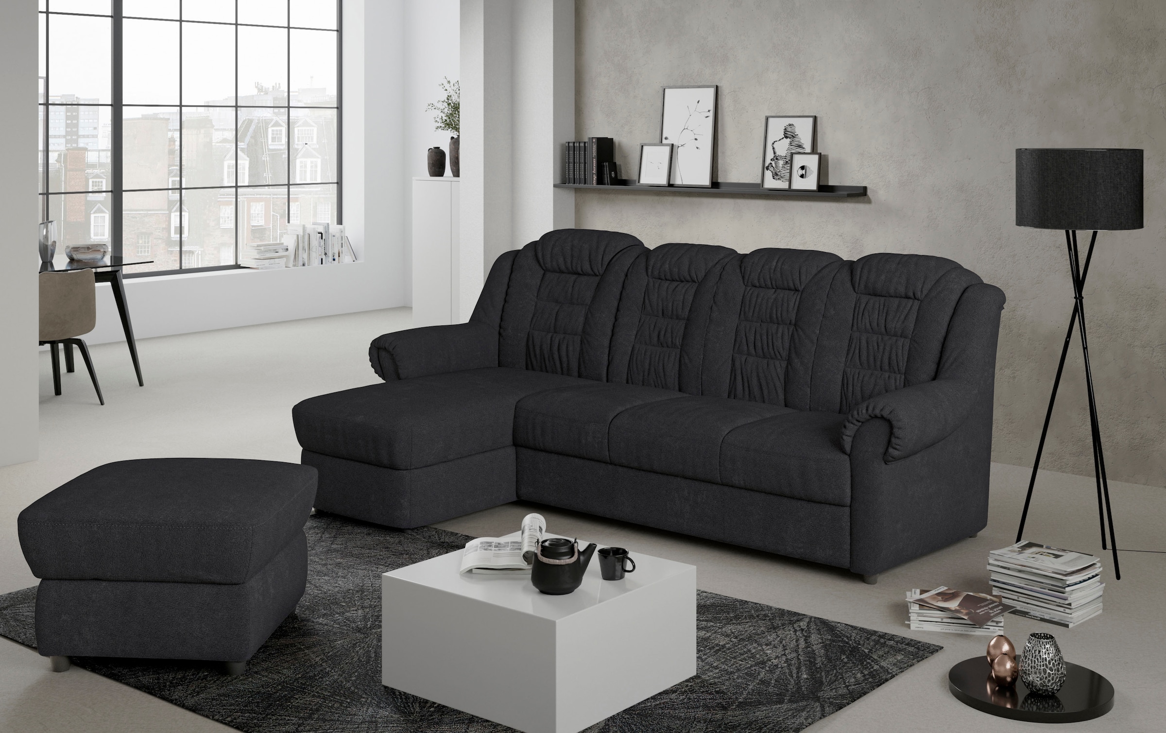 Home affaire Ecksofa »Boston L-Form«, mit hoher Rückenlehne, wahlweise mit Bettfunktion