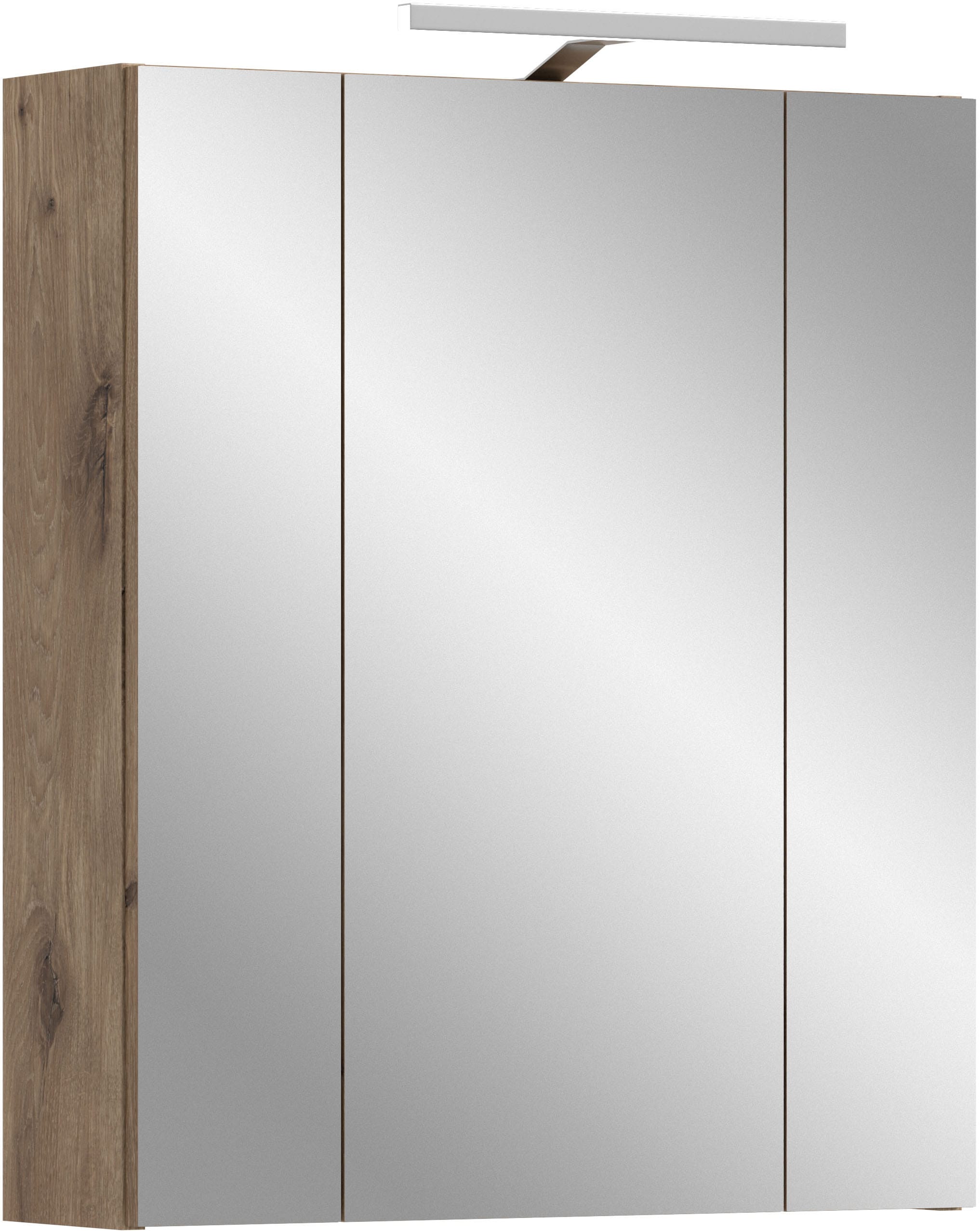 welltime Spiegelschrank "FLORENZ, inkl. Beleuchtung, Breite 60 cm, 3 Spiegeltüren" TOPSELLER, 2 Stk. tlg. in verschiedenen Farben erhältlich, Badmöbel, Badschrank, Schrank, Bad