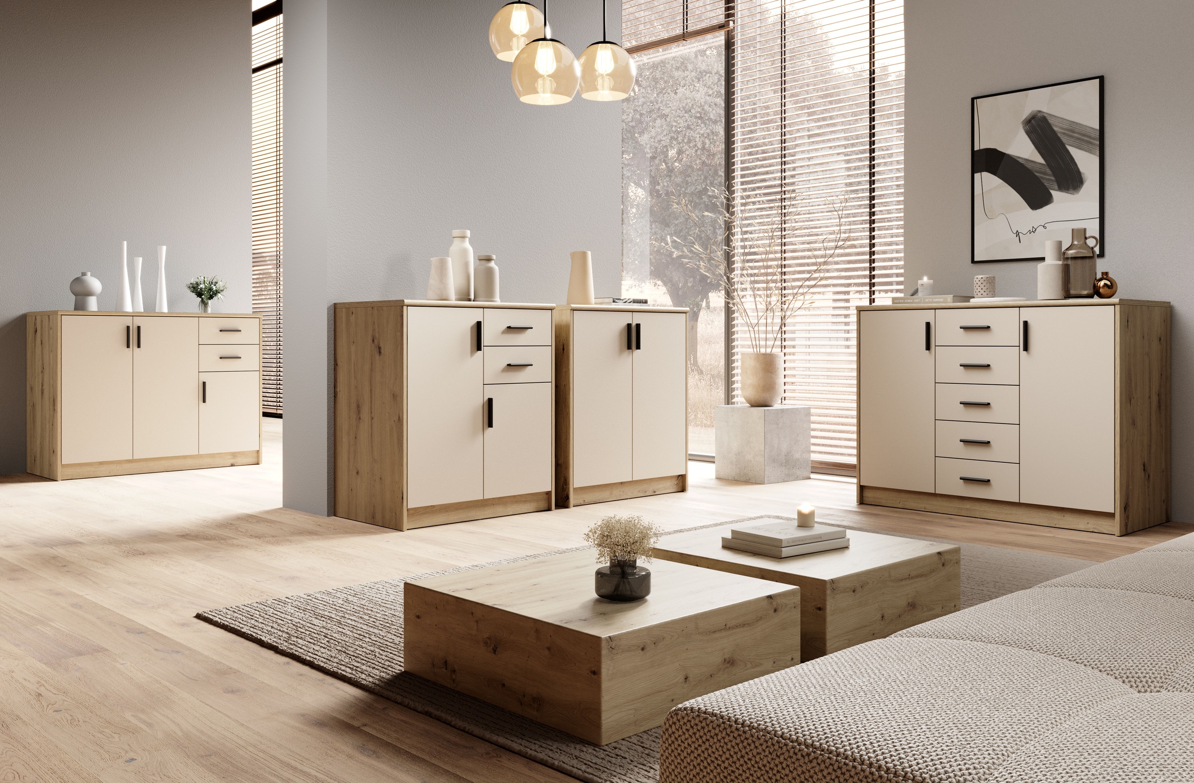 HBZ Sideboard »Nelly Kommode, BxHxT 74x86x50cm«, (1 St.), Breite 74cm, Einlegeböden verstellbar, foliert