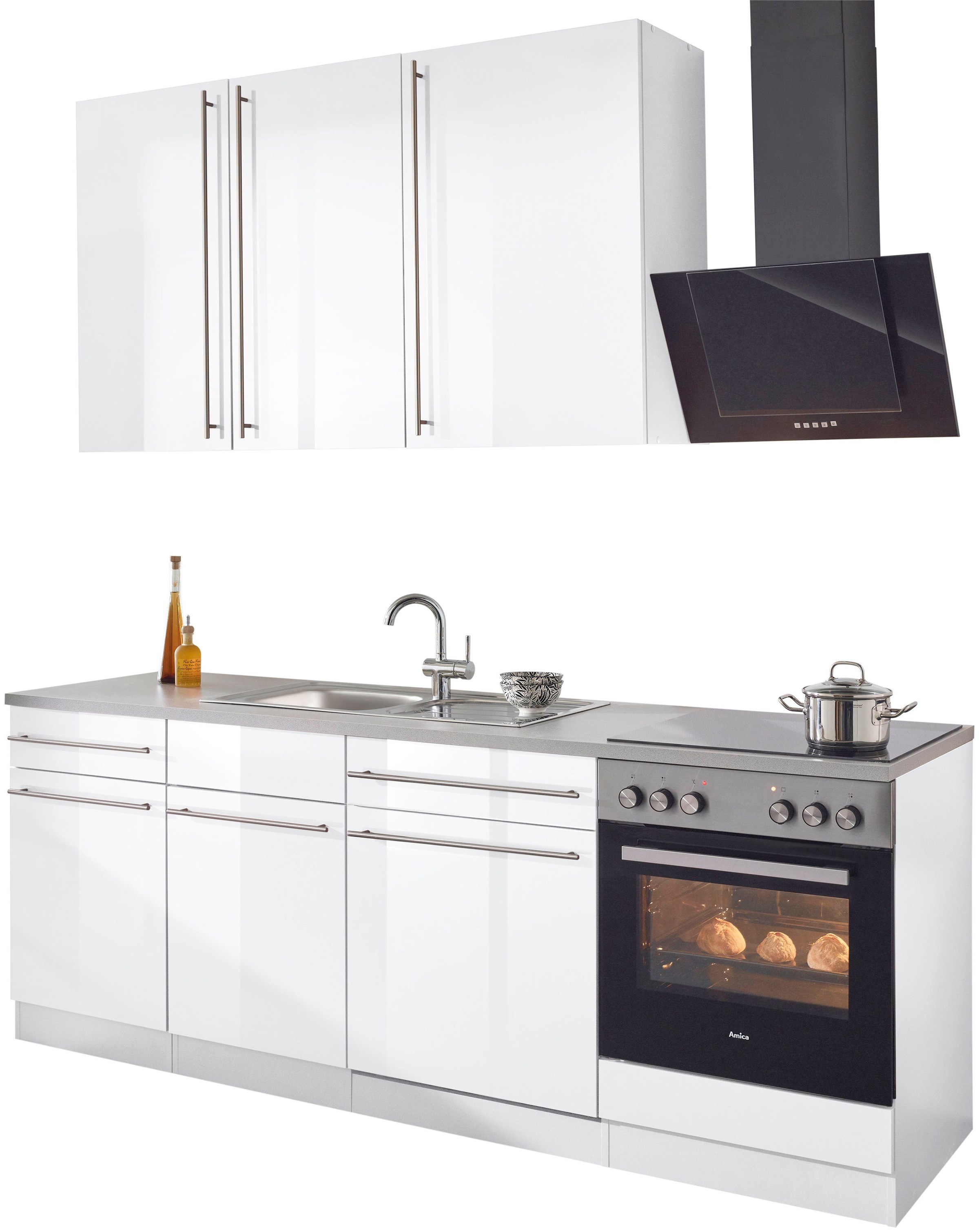 wiho Küchen Küchenzeile "Chicago, TOPSELLER" mit E-Geräten, Breite 220 cm günstig online kaufen