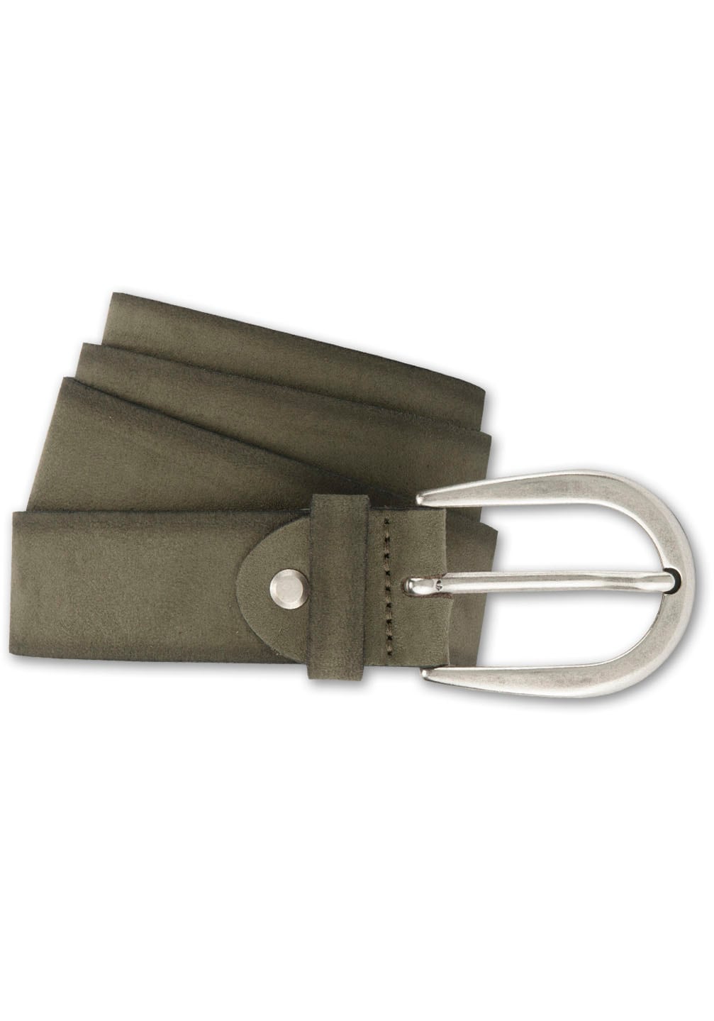 BERND GÖTZ Damen Ledergürtel, grün, Gr. 100, unifarben, Leder, Gürtel, mit mattsilberfarbener Dornschließe