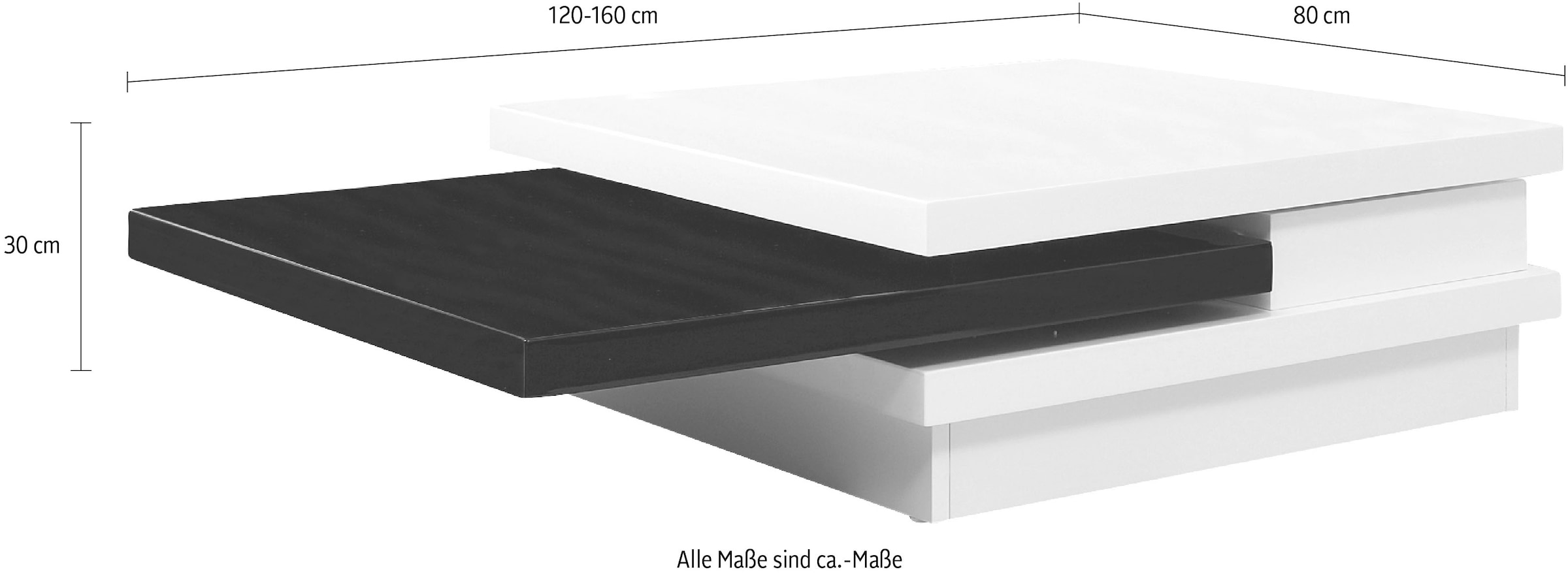 SalesFever Couchtisch, Tischplatte drehbar um 360°