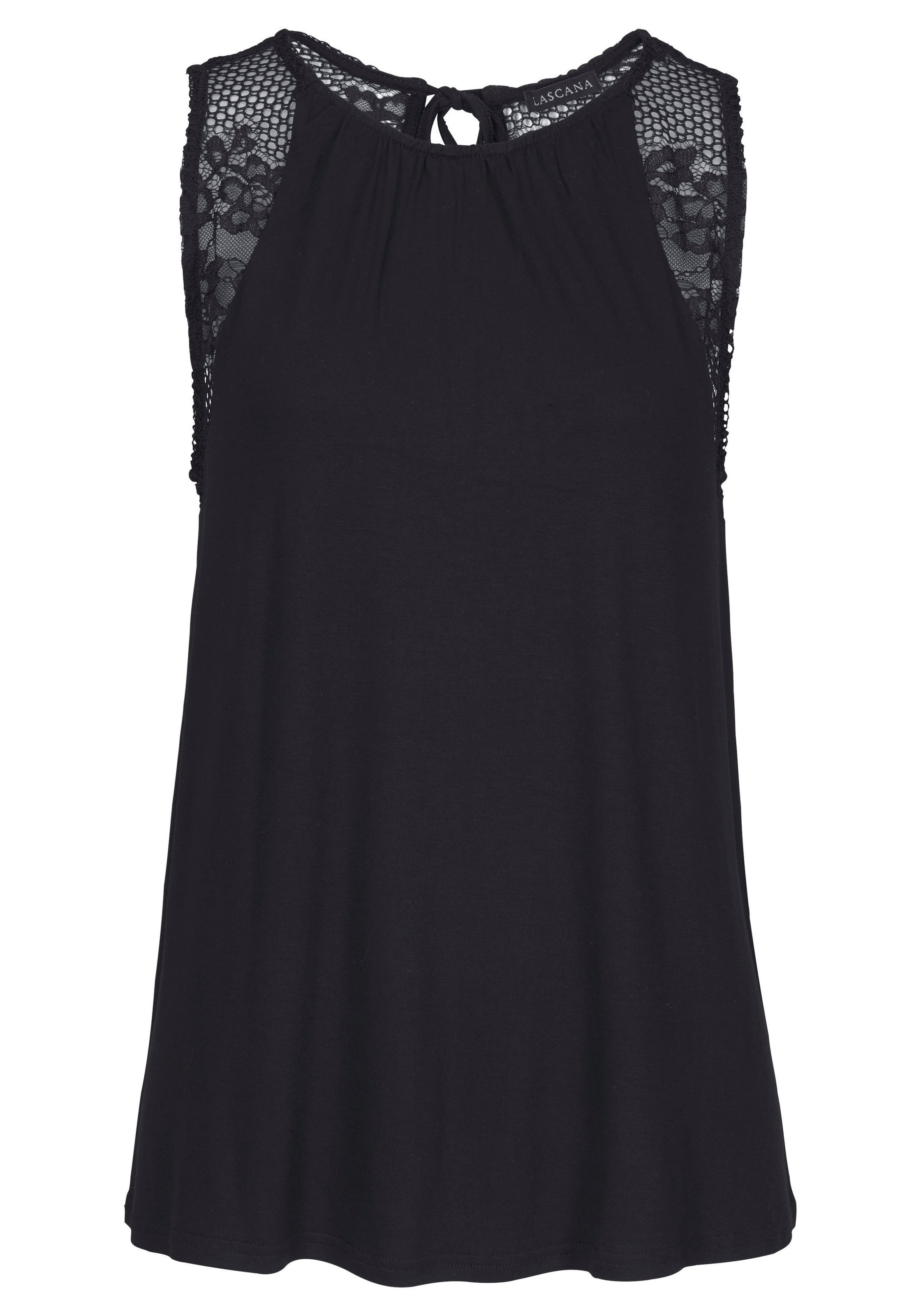 LASCANA mit Spitzeneinsätzen, Damentop mit Bindeband, Spitzentop günstig online kaufen