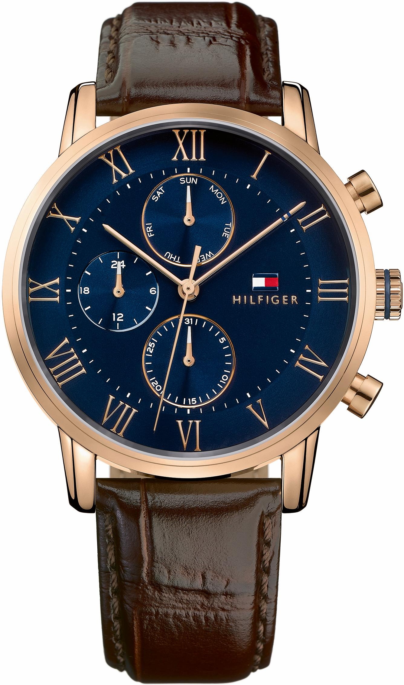 Tommy Hilfiger Multifunktionsuhr Sophisticated Sport 1791399 Quarzuhr Armbanduhr Herrenuhr Datum Lederarmband